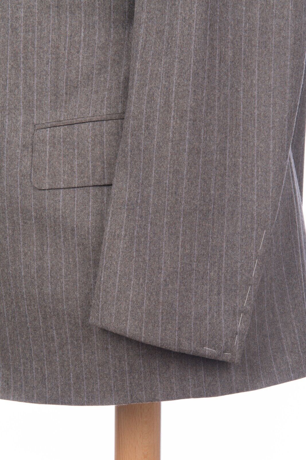 $4495 D'AVENZA Grey Wool Striped Suit Hand-Sewn in Italy 46 US / 56 EU