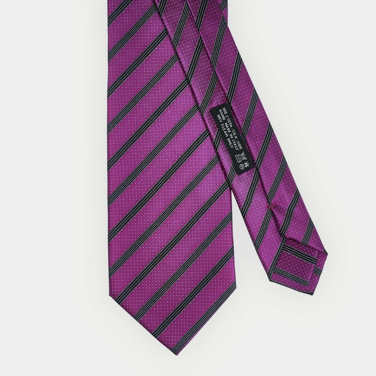 $220 ITALO FERRETTI x GERLIN Tie Satin Silk Eggplant Handmade in Italy BIJAN
