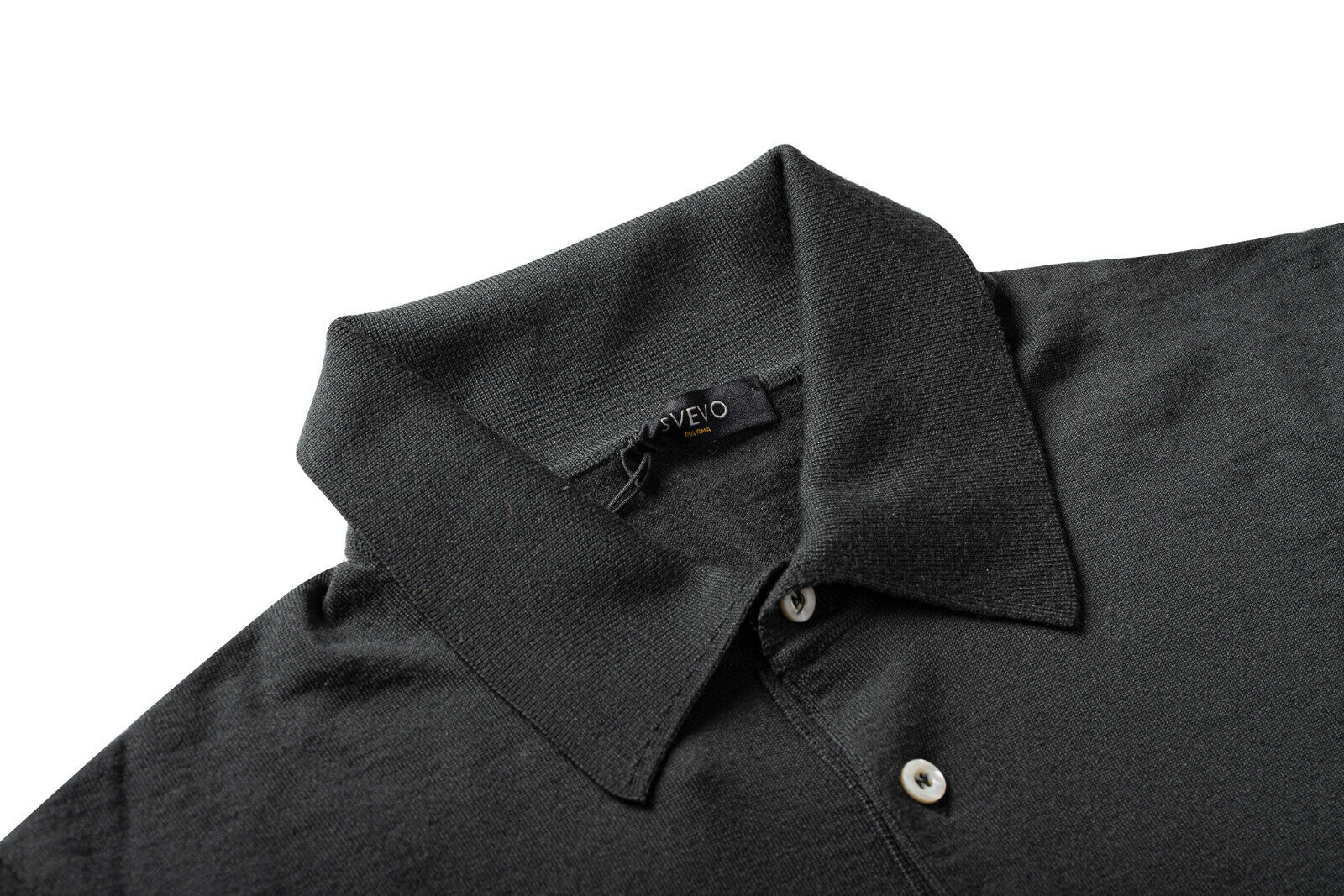 Italian Luxury Knitwear SVEVO PARMA KITON Polo Sweater Dark Grey Fine Wool Slim