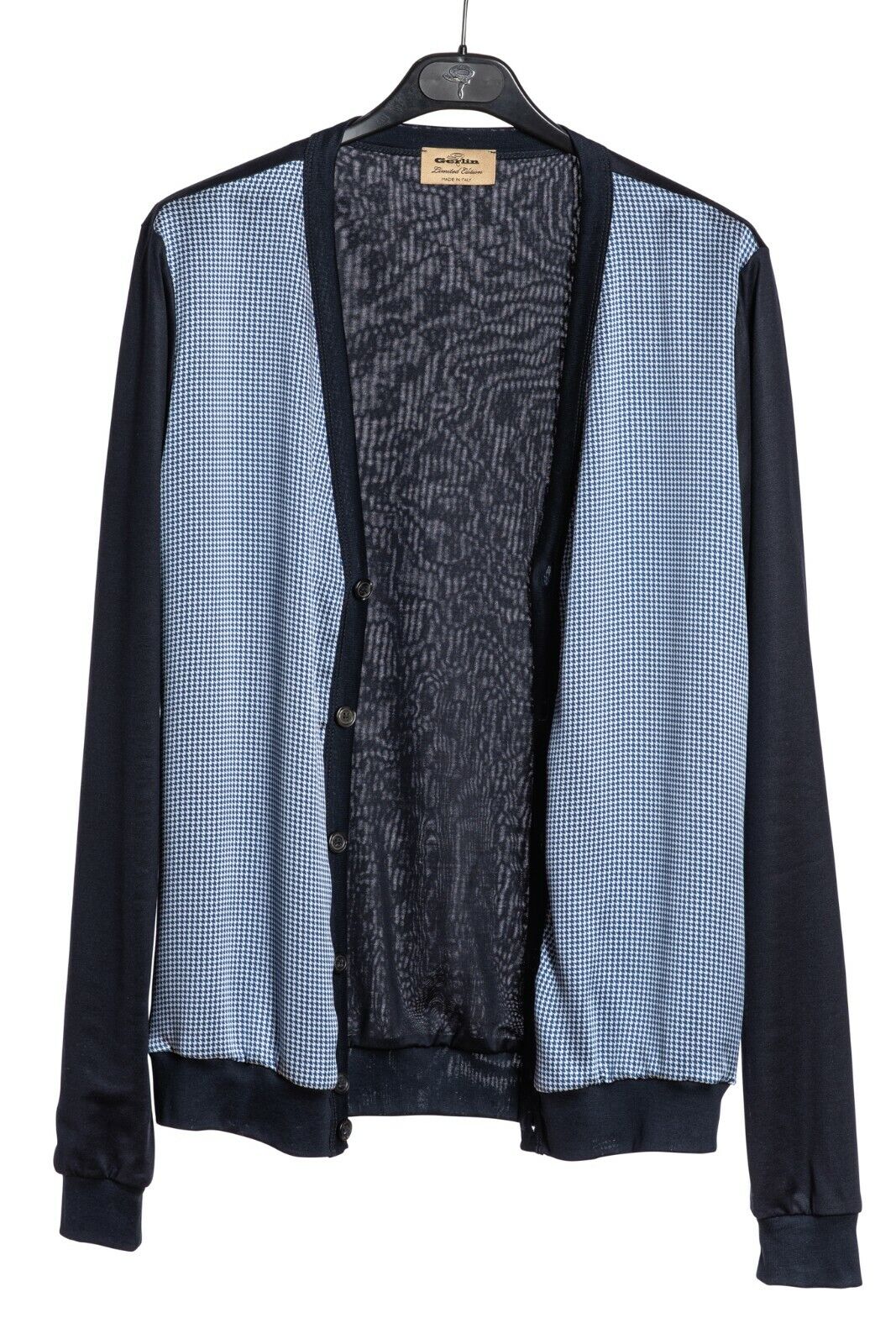 1300$ GERLIN Cardigan Jacket Blue 100% Silk / Cotton Lisle Sz S BIJAN