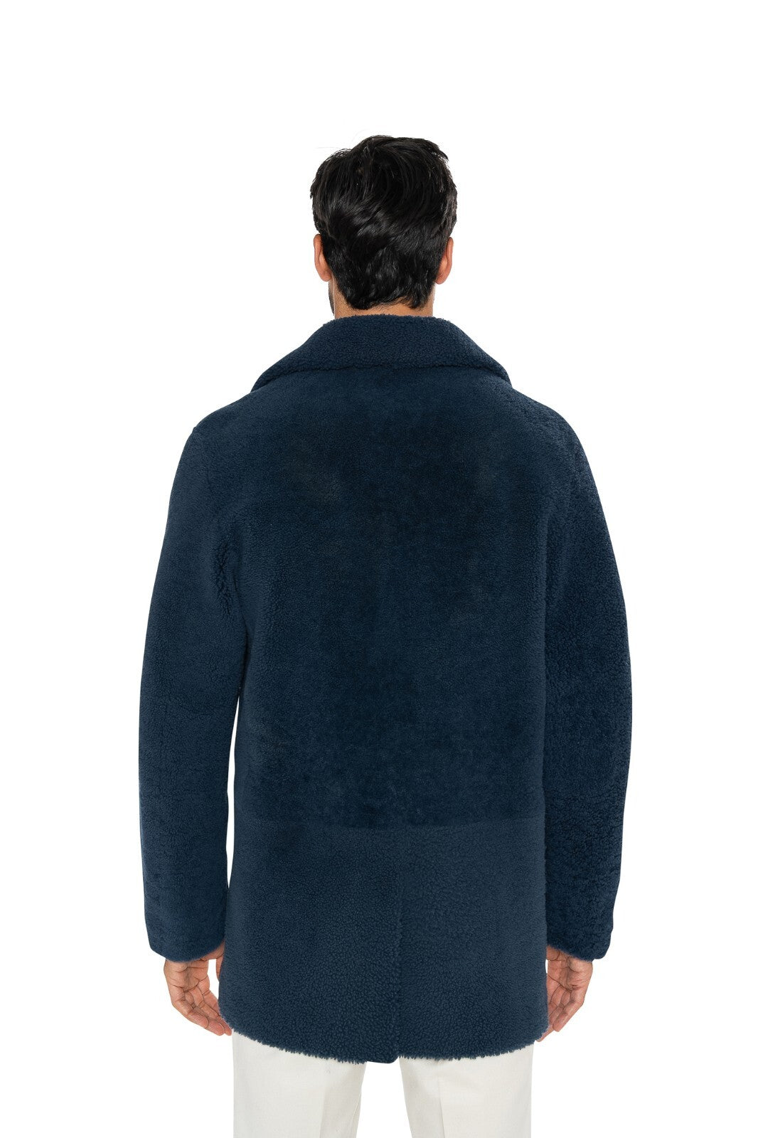 7800$ ISAIA NAPOLI Blue Shearling Peacoat Coat 100% Lambskin Fur 38 US 48 EU