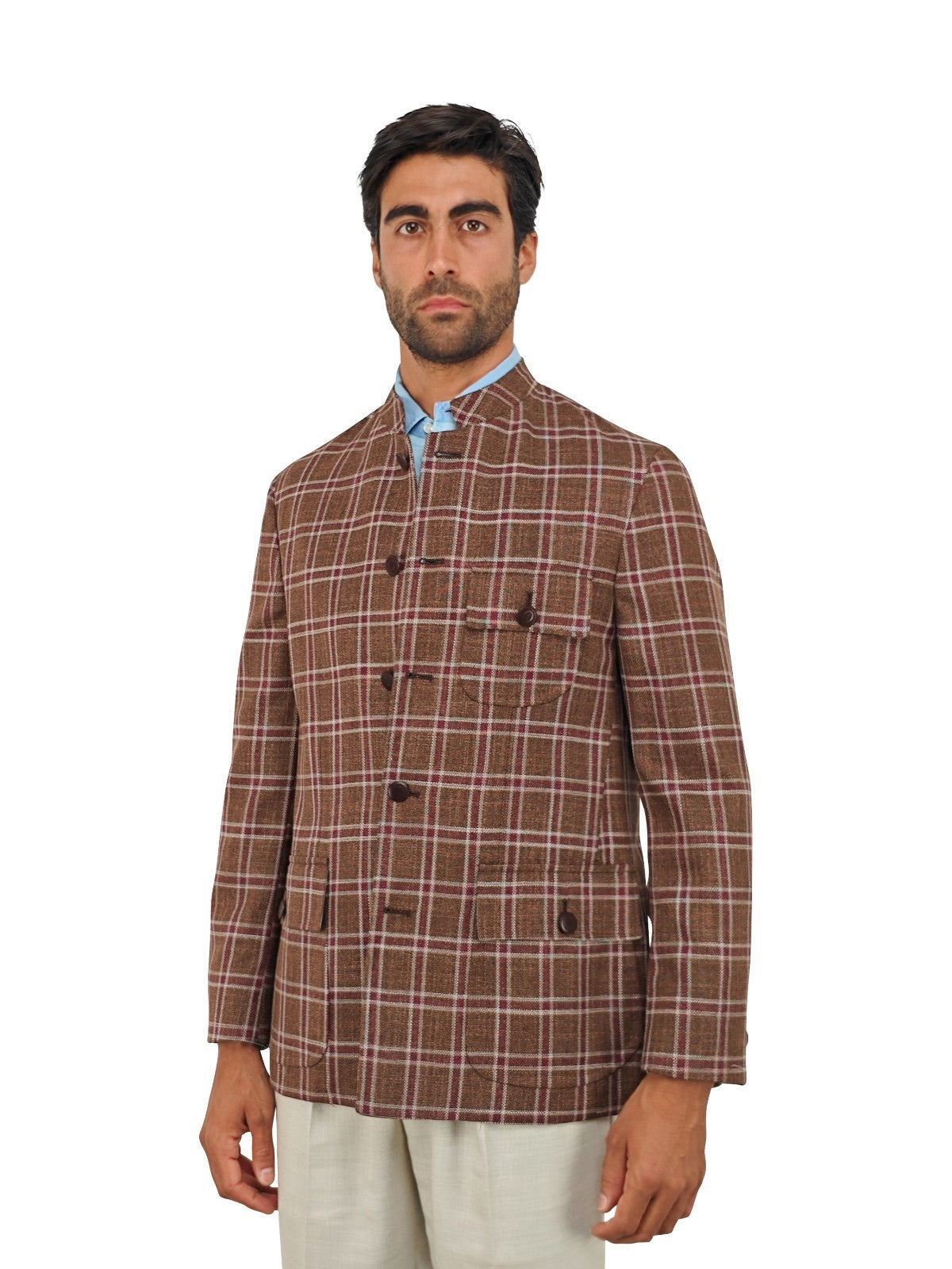 $1940 RUBINACCI NAPOLI Brown Sahariana Guru Jacket Wool / Silk 40 US / 50 EU