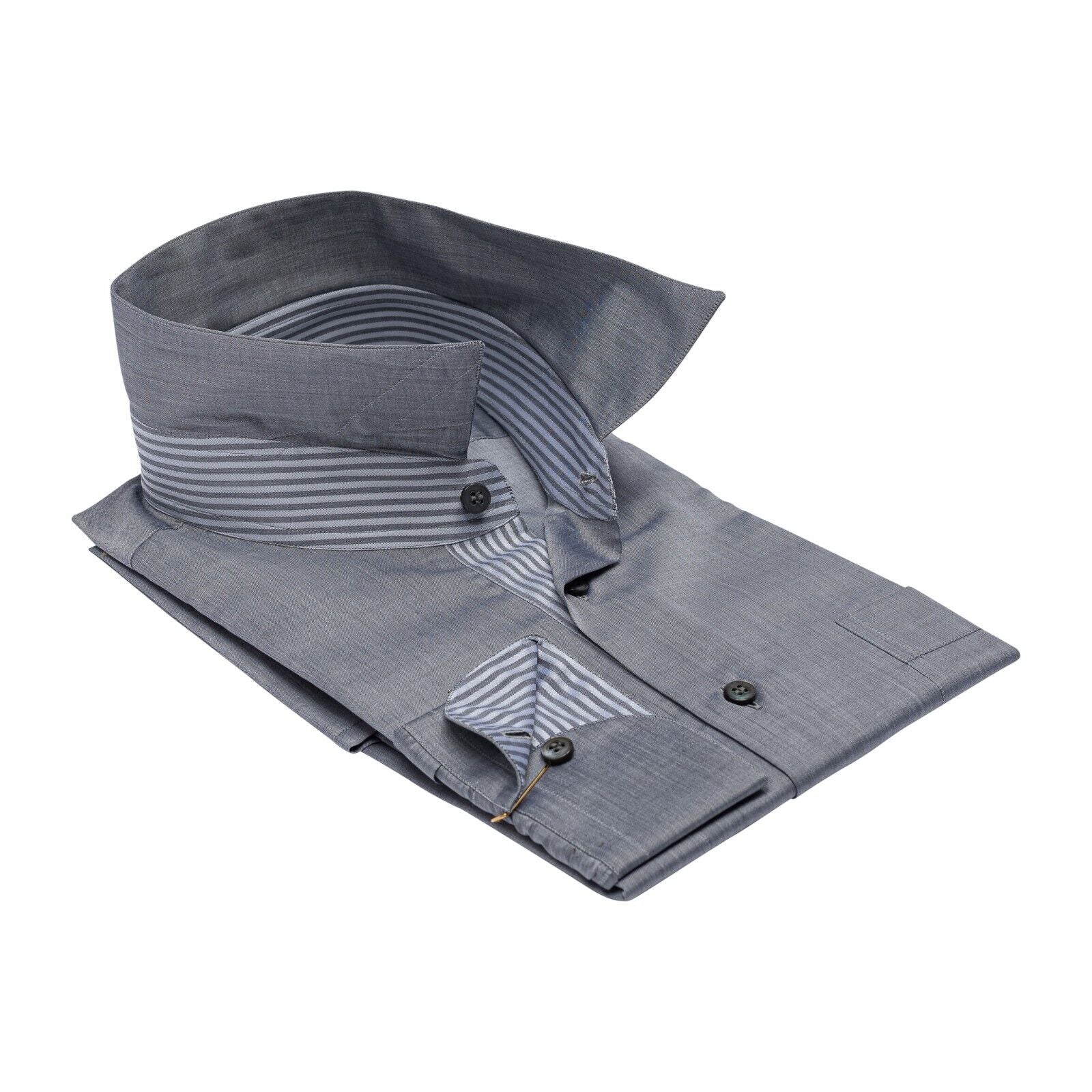 690$ ITALIAN LUXURY GERLIN Shirt Grey Fine Cotton 16 - 41 6M BIJAN