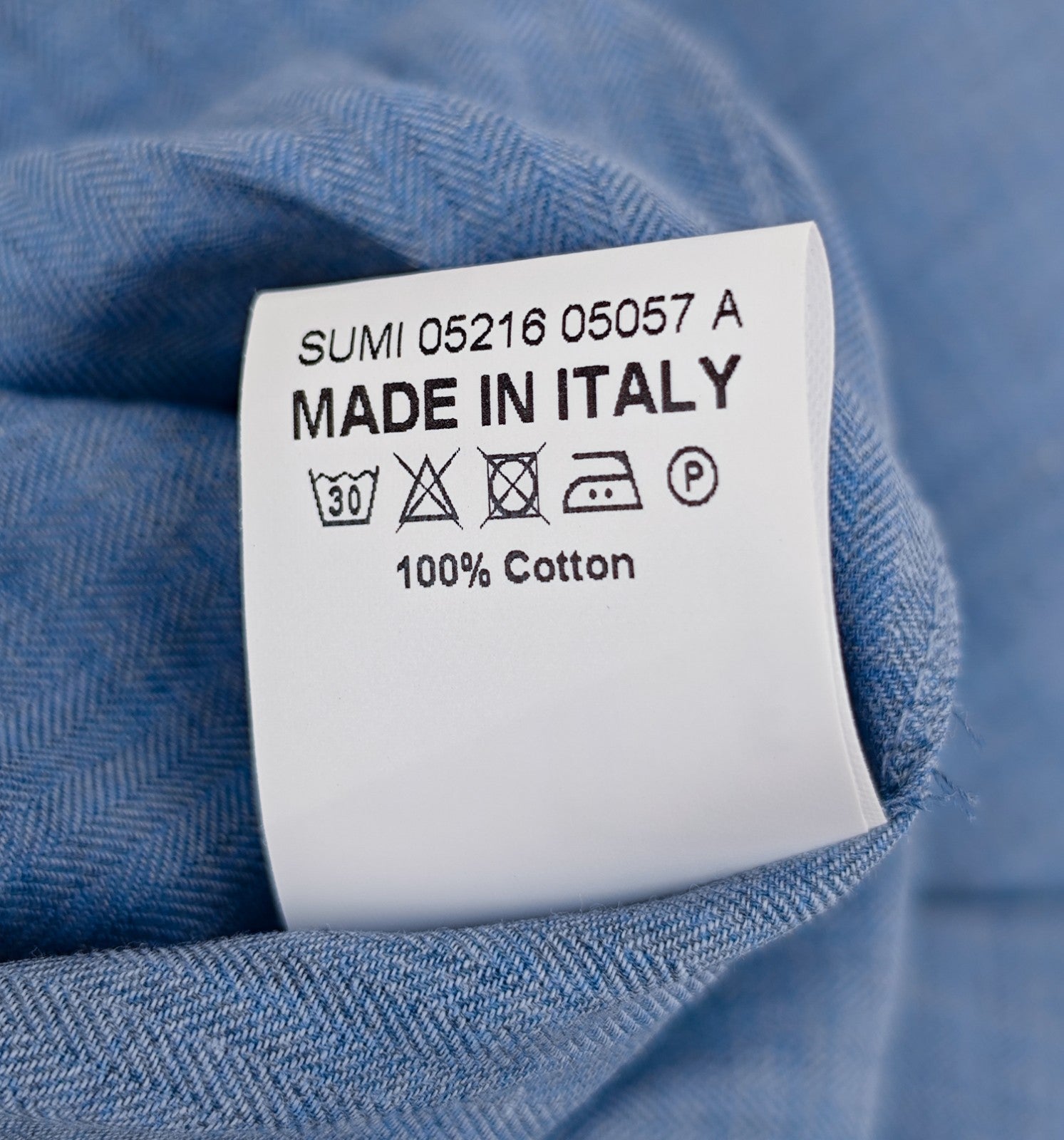 780$ ISAIA Dress Shirt Medium Blue Herringbone Fine Cotton 17.5 - 44