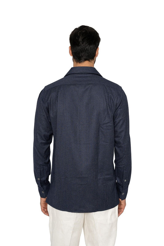 1400$ LUXURY MAROL BOLOGNA Hand-Sewn Shirt Blue LORO PIANA Wool 15.5 - 39