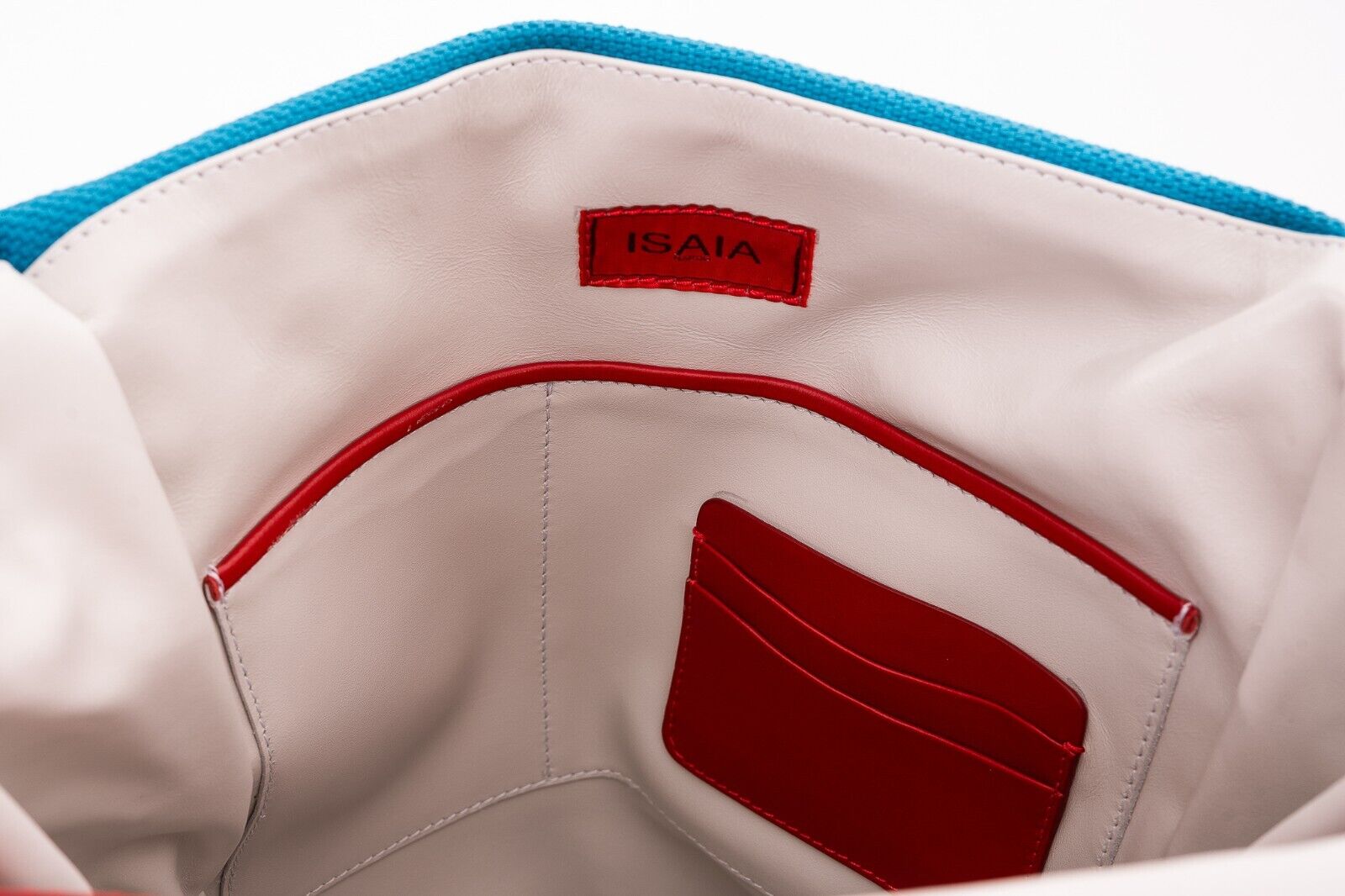 $2300 ISAIA NAPOLI CAPRI Blue Backpack Softback Casual Bag Leather / Fabric
