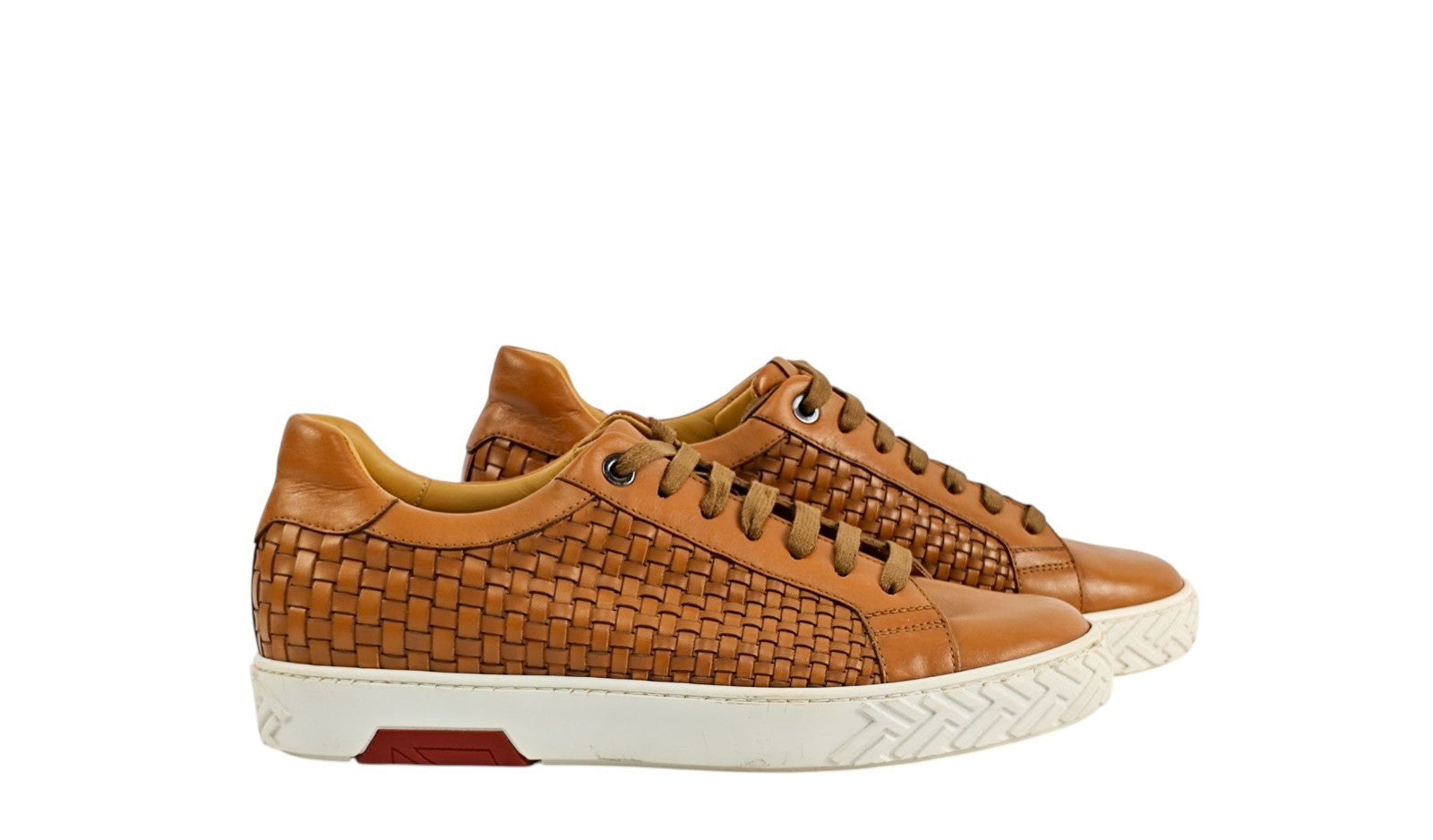 950$ TESTONI "Ravenna" Brown Sneaker Woven Antique Calf 8 UK / 9 US / 42 IT