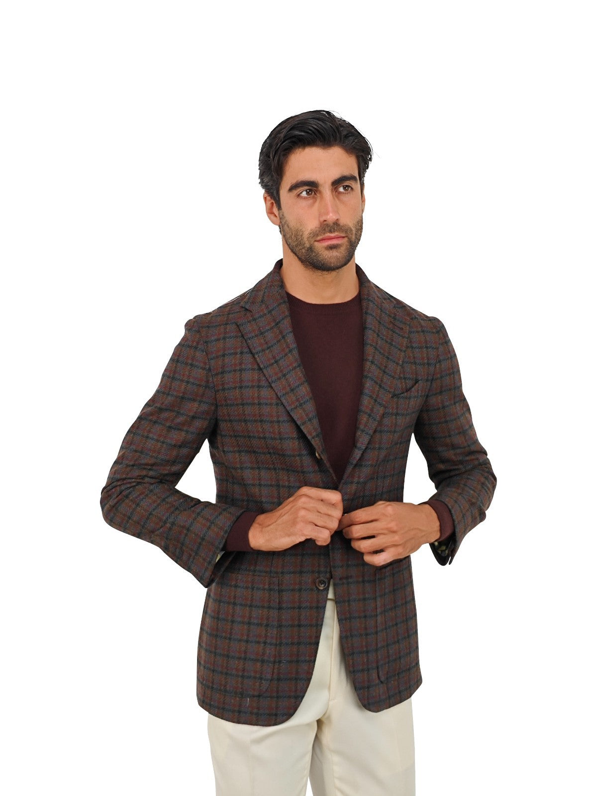 $2200 RUBINACCI Jacket Sport Coat Glen Check 100% Cashmere Tweed 36 US / 46 EU
