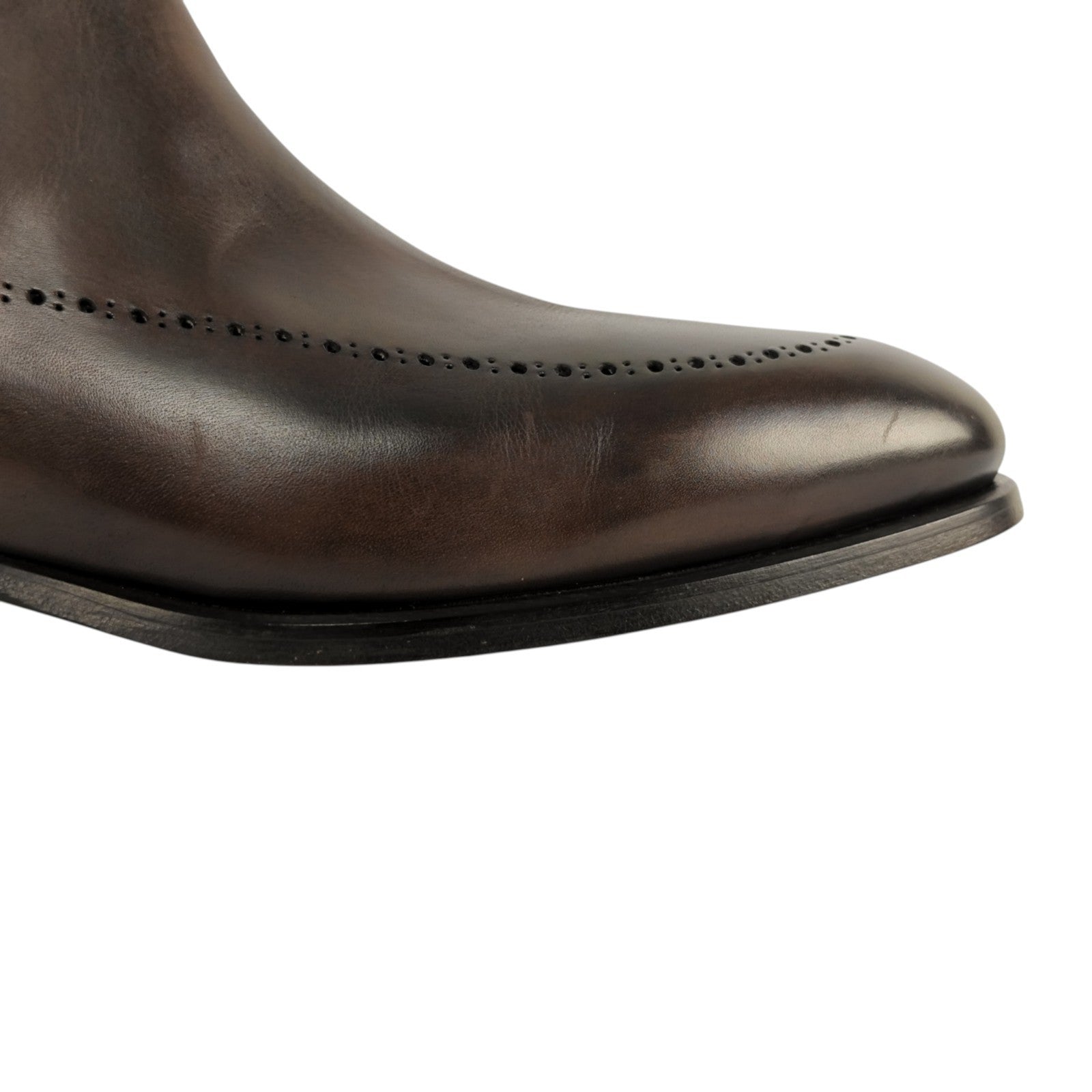 1450$ TESTONI "Positano" Brown Chelsea Boot Shoes Antiqued Calf 8 UK 9 US 42 IT