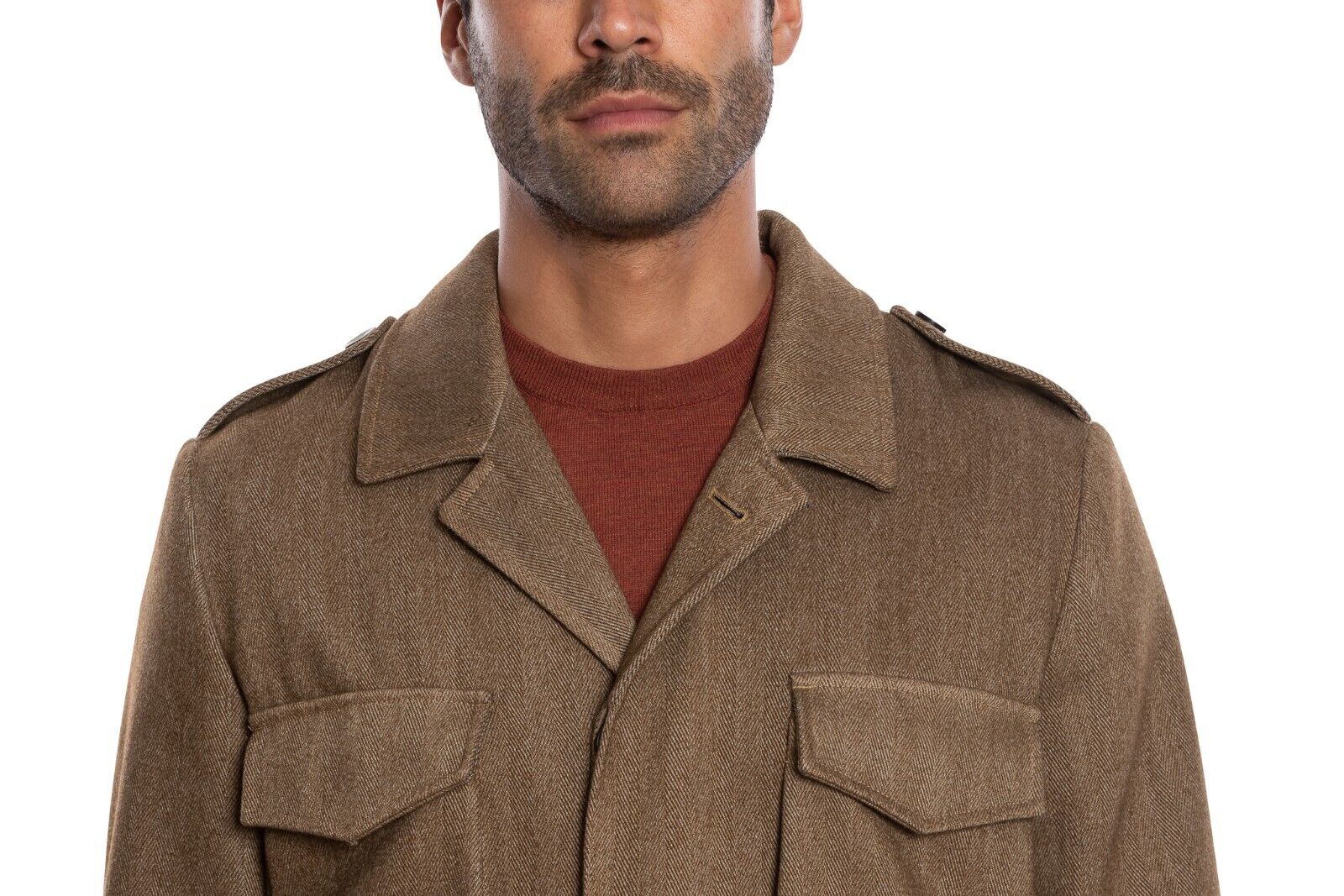 $2200 BOGLIOLI MILANO Brown Tweed Field Jacket Coat Wool Cashmere 40 US / 50 EU