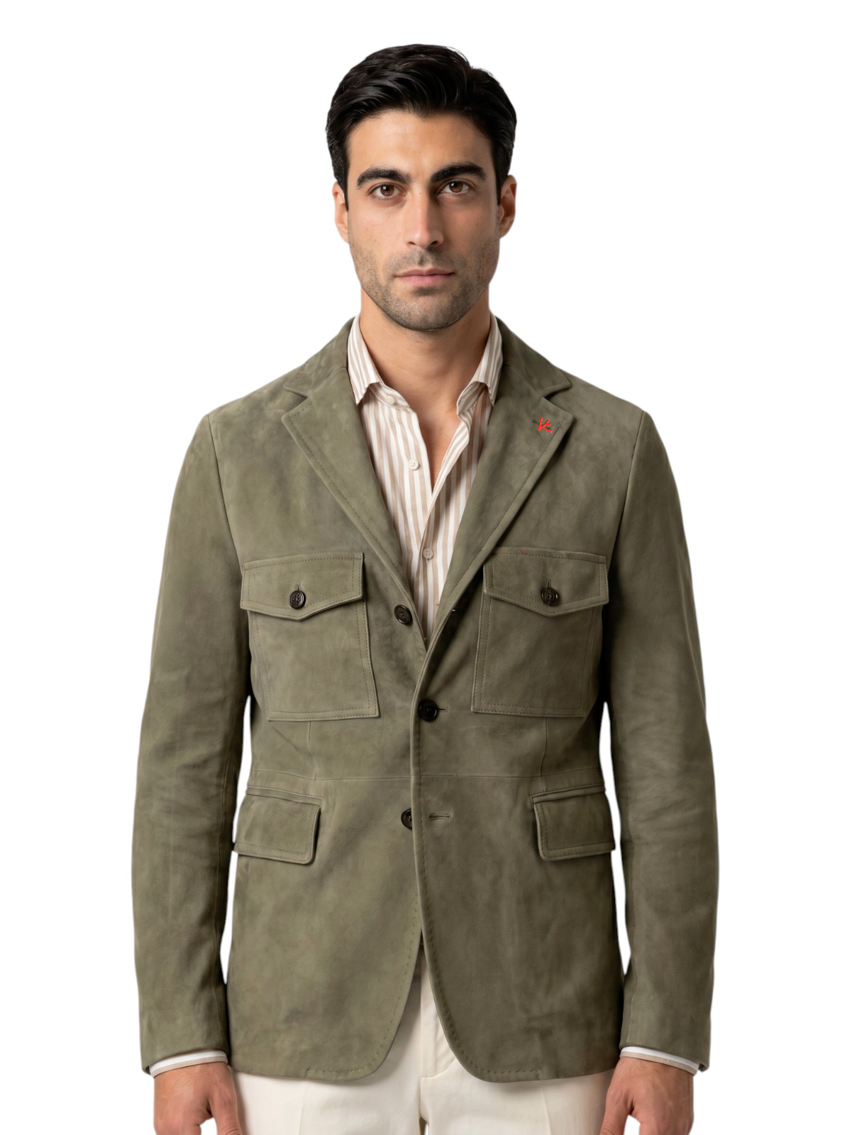 7100$ ISAIA Green Jacket Sport Coat 100% Suede Lambskin Leather 38 US / 48 EU