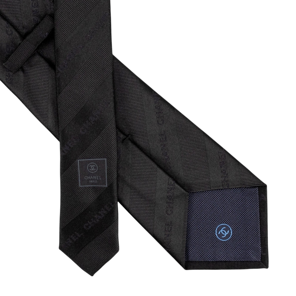$300 CHANEL PARIS Midnight Blue Regimental Tie 100% Silk - Made in Italy