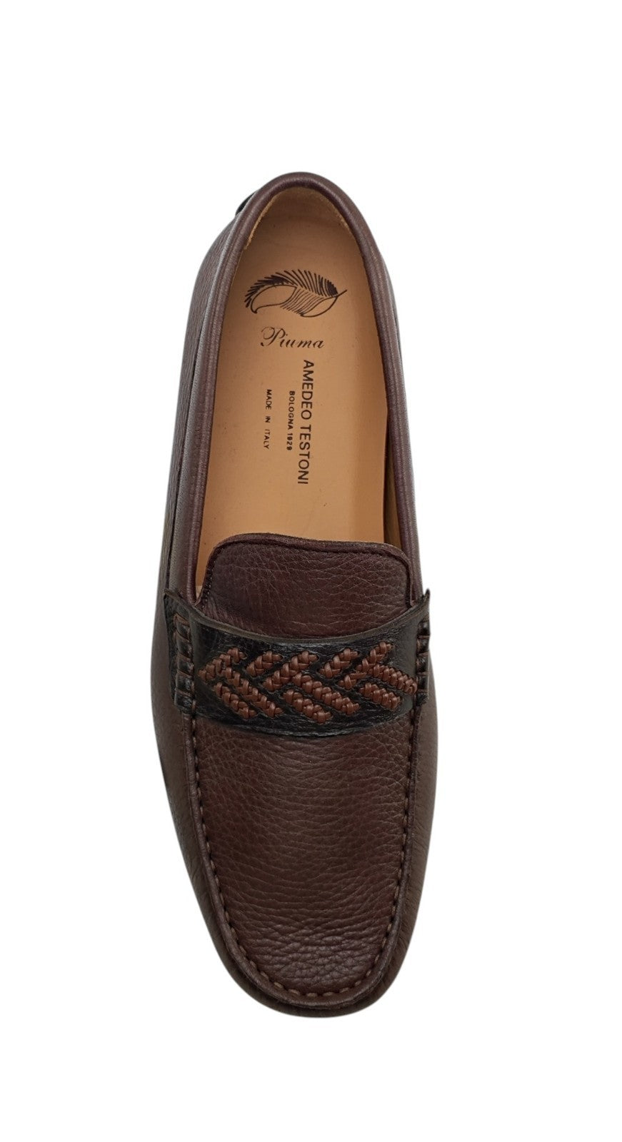 1200$ TESTONI "Piuma" Brown Driver Loafer Shoes Deerskin 8 UK / 9 US / 42 IT