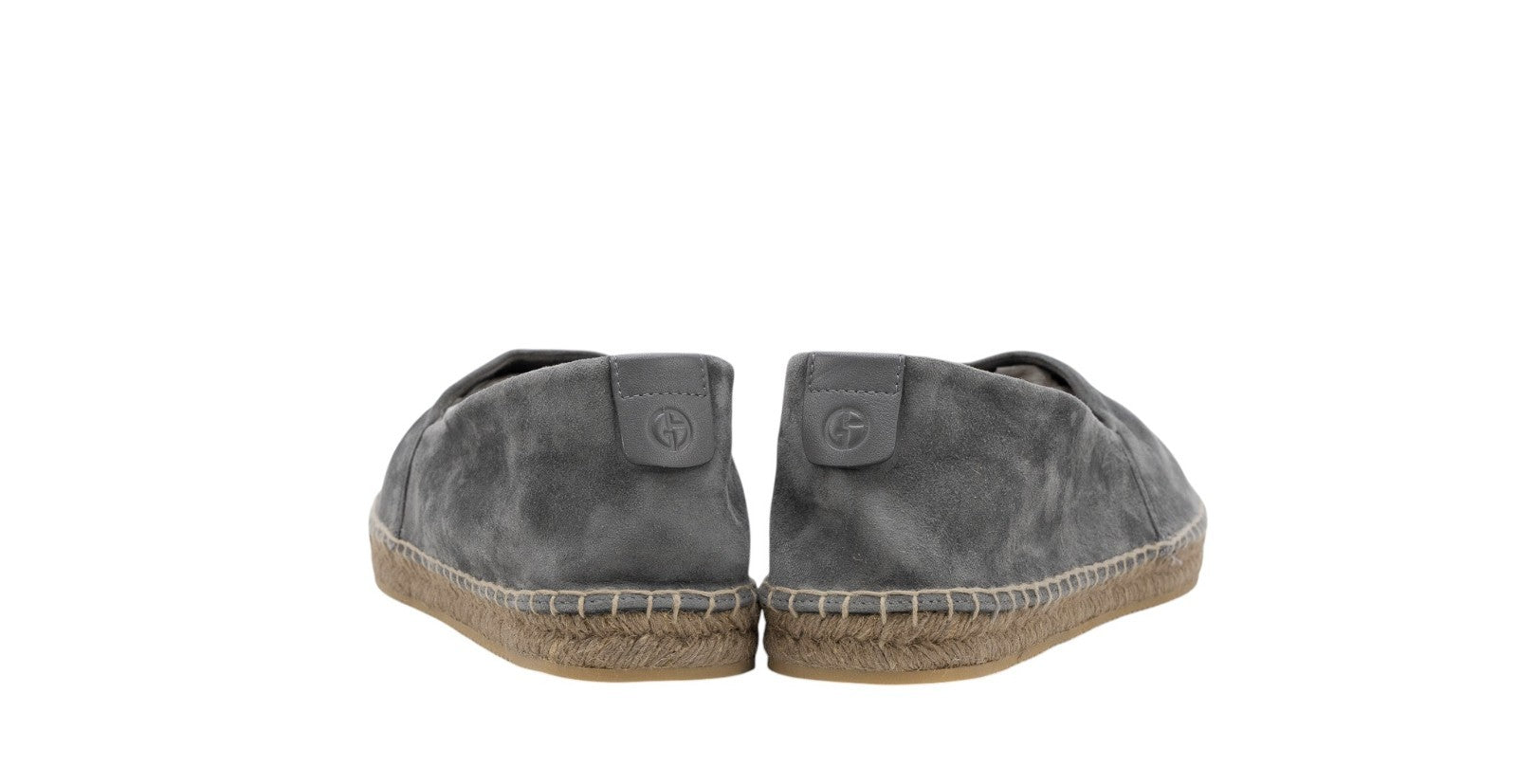 600$ GIORGIO ARMANI Espadrillas Shoes Gray Leather "LOGO" 10 UK / 11 US / 44 IT