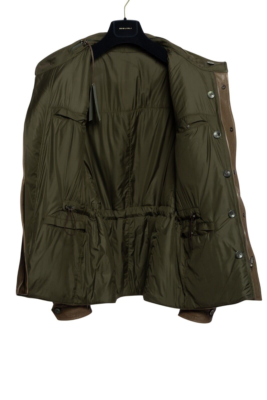 $2500 BOGLIOLI Brown Field Jacket Coat Padded 100% Leather 40 US / 50 EU