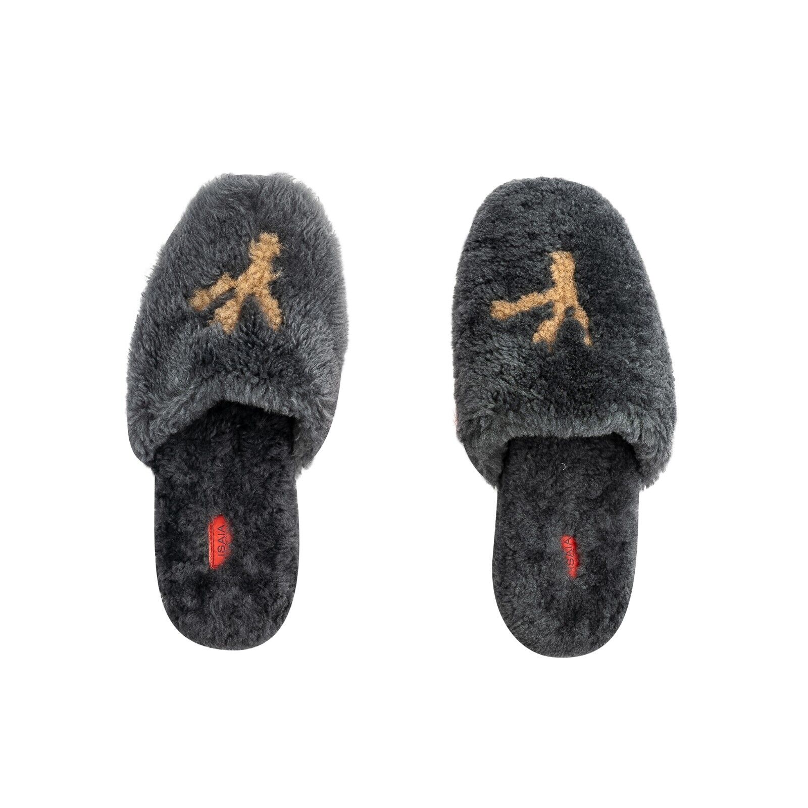 $1450 ISAIA NAPOLI Gray Mule Sabot Slippers Shoes in Shearling Fur 10 US / 9 UK