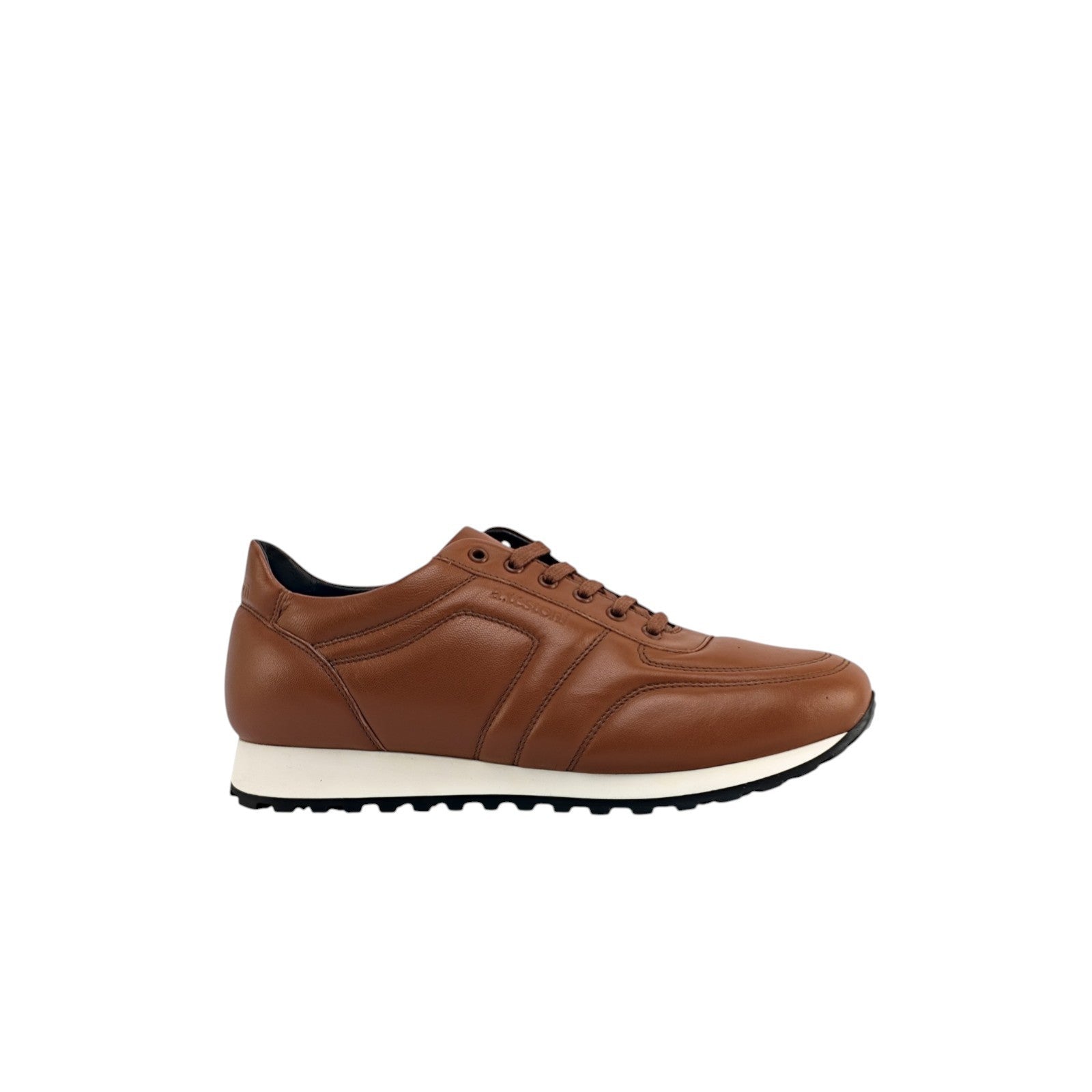 $850 TESTONI BOLOGNA Cognac Padded Sneaker Shoes Sport Nappa