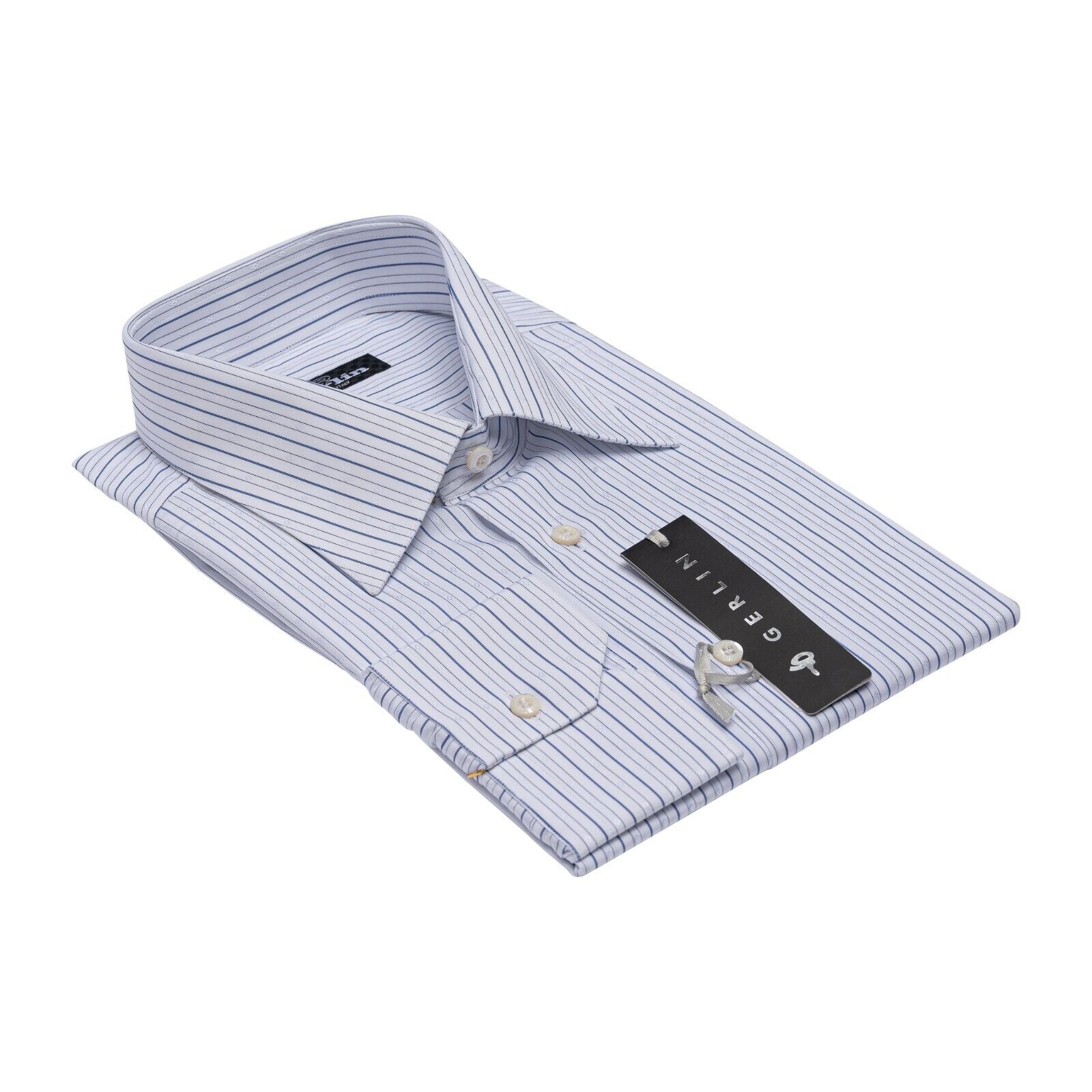690$ LUXURY GERLIN Shirt White Striped ALUMO Cotton 16 - 41 2AF ZILLI