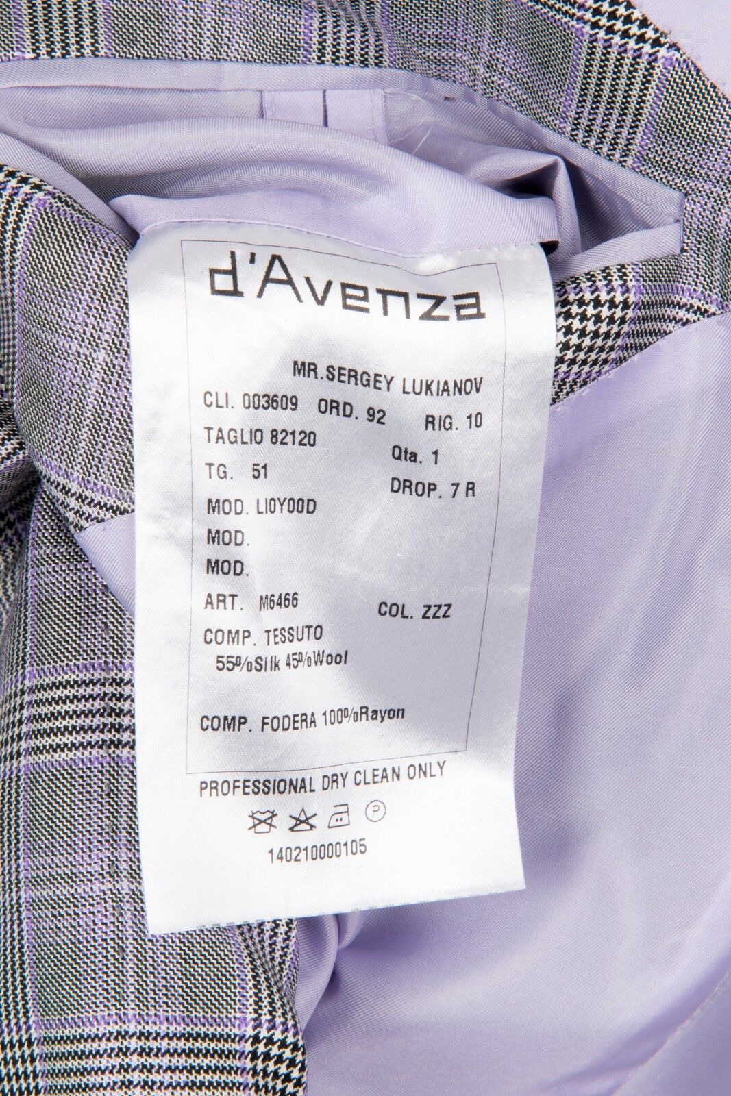 $2645 D'AVENZA Gray Wool Silk Checks Jacket Blazer Sewn in Italy 41 US / 51 EU