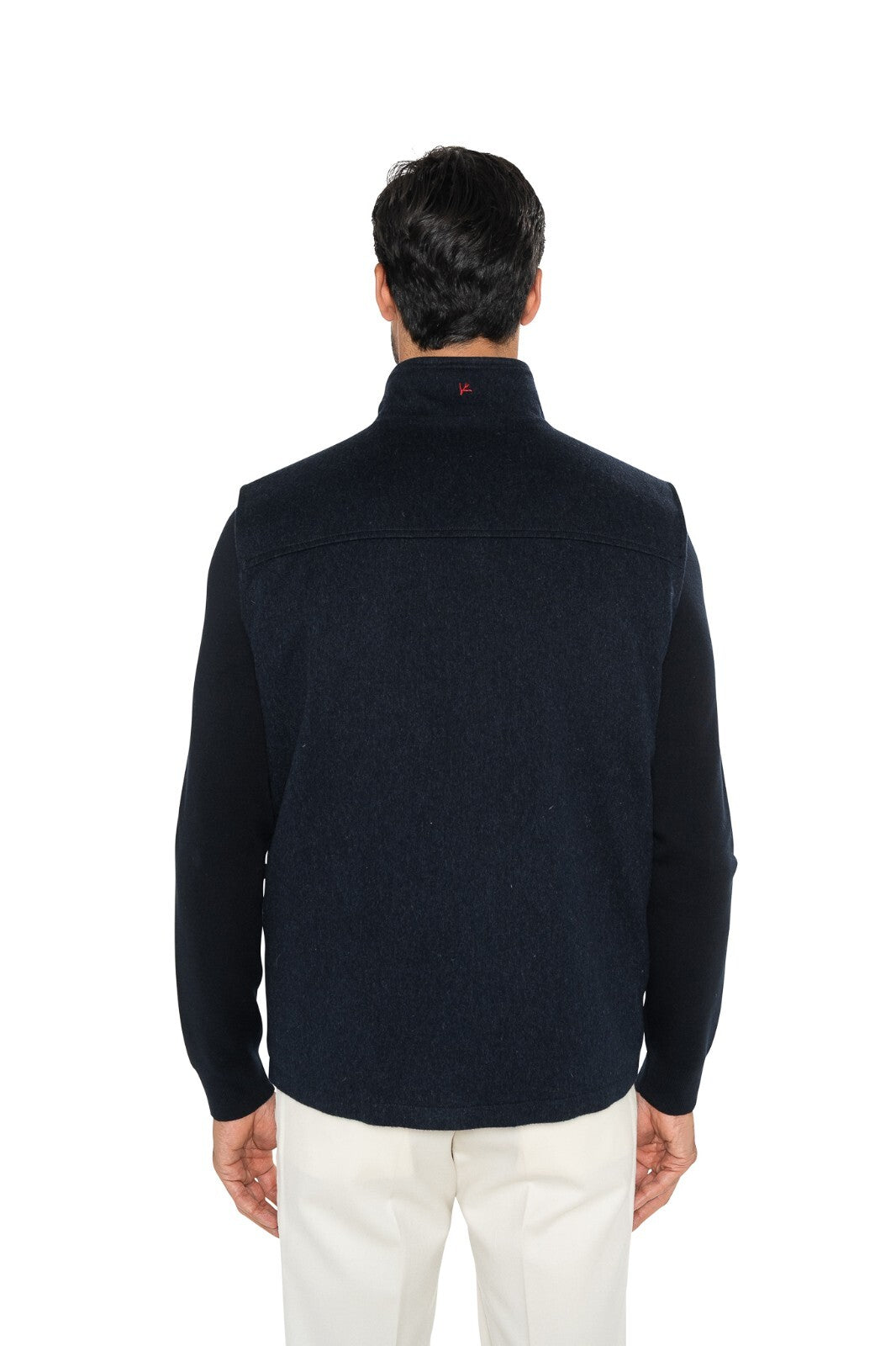 3900$ ISAIA NAPOLI Blue Navy Jacket Vest 100% Cashmere & Leather Details