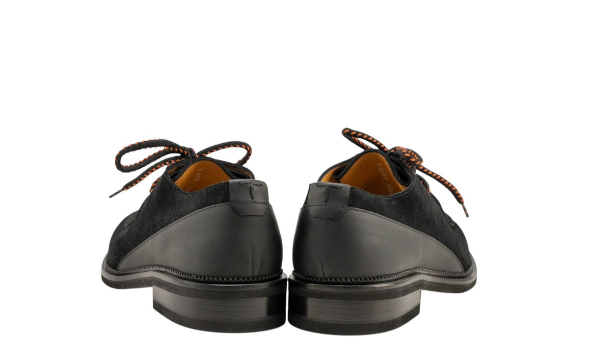 1100$ TESTONI Derby Oiled English Suede Rubber Black 8 UK / 9 US / 42 IT