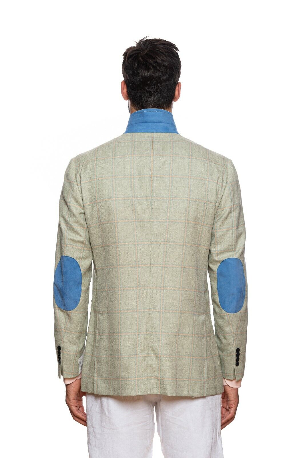 2550$ BELVEST Windowpane Jacket Cashmere Checks Light Green 46 US / 56 EU 7 R