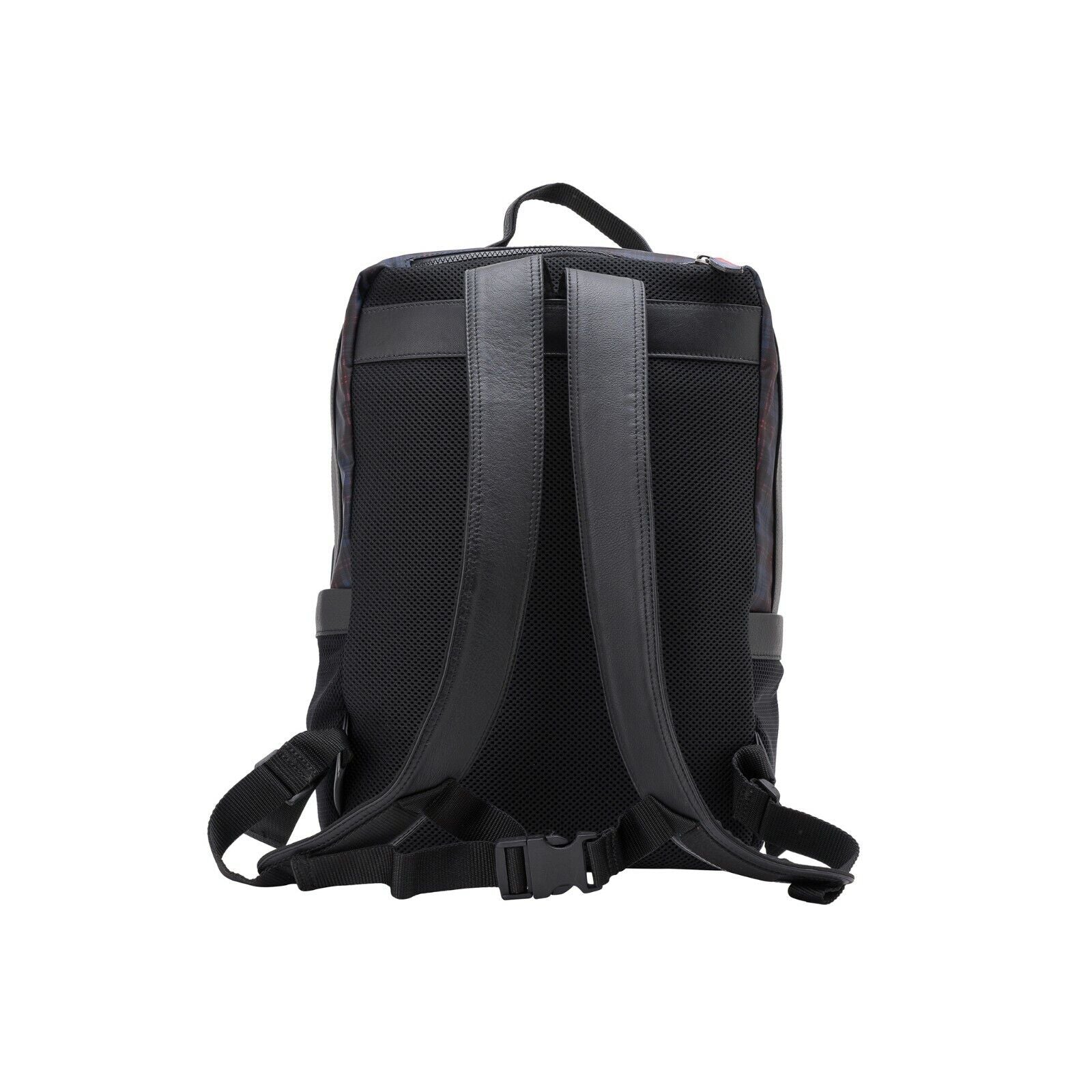 $445 Testoni I29 Bologna Backpack Calf + Techno Scottish + Detachable Pochette