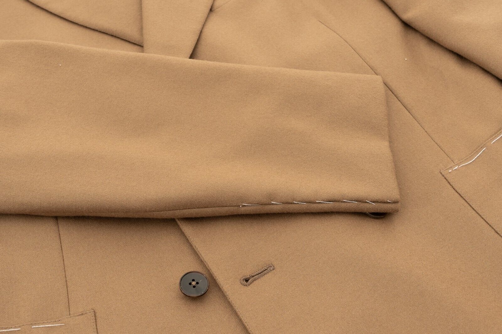 $1500 EIDOS by ISAIA NAPOLI Camel Double Breasted Jacket Sport Coat Wool Twill