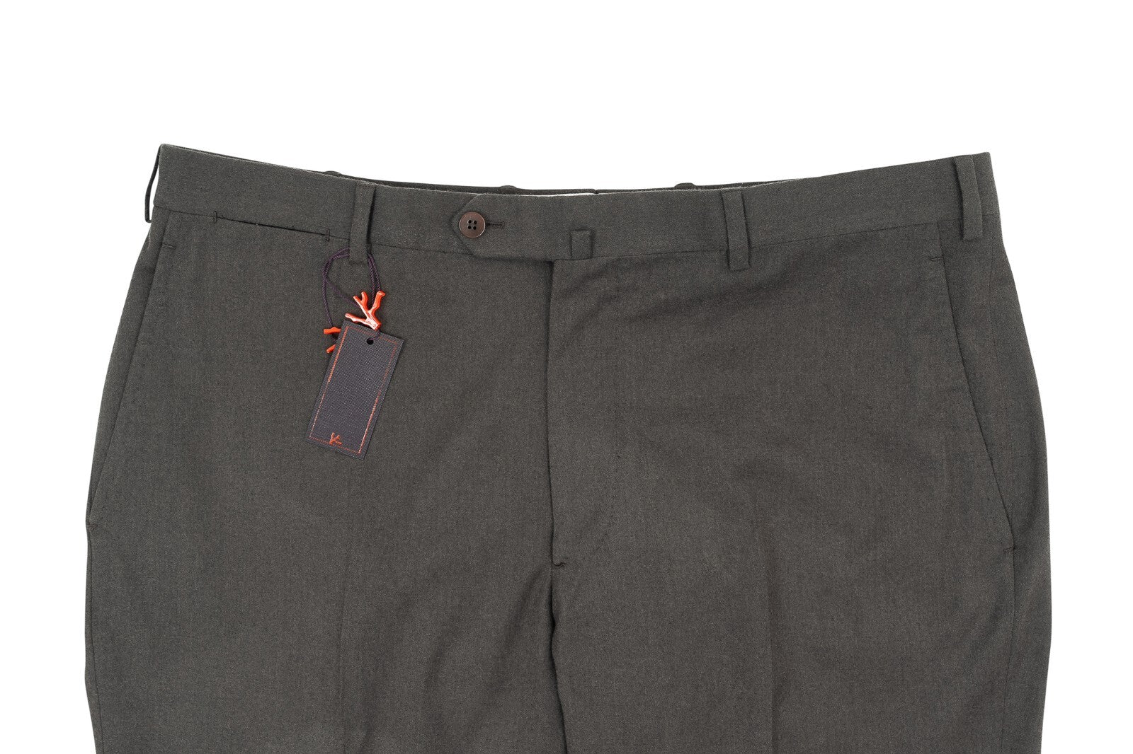 1250$ ISAIA NAPOLI Dark Olive Hand-Sewn Dress Pant Worsted Wool  40 US / 56 EU