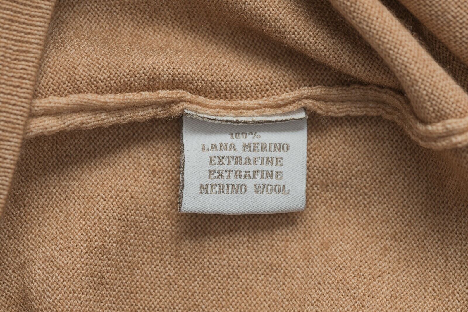 FILIPPO DE LAURENTIIS Camel Sweater Cardigan Extrafine Merino Wool Made in Italy