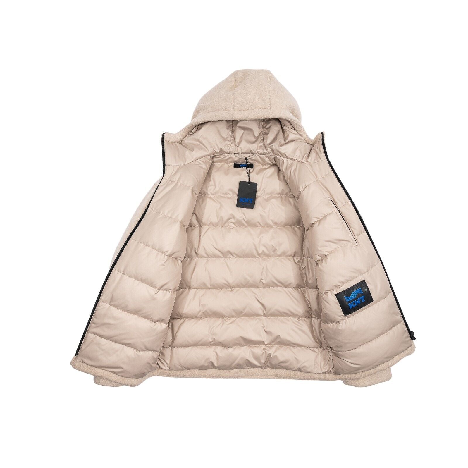 $2800 KITON KNT Ivory Puffer Goose Down Jacket Wool / Cashmere 38 US / 48 EU