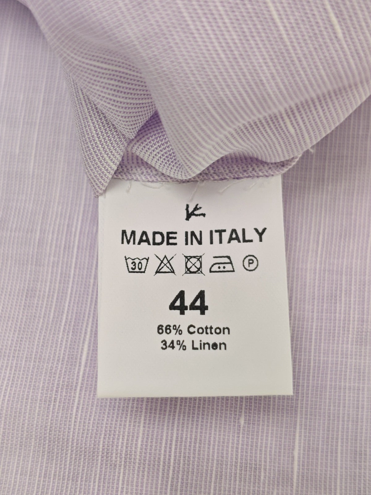 765$ ISAIA NAPOLI "Mix" Lilac Dress Shirt Hand-Sewn Cotton Linen 17.5 - 44