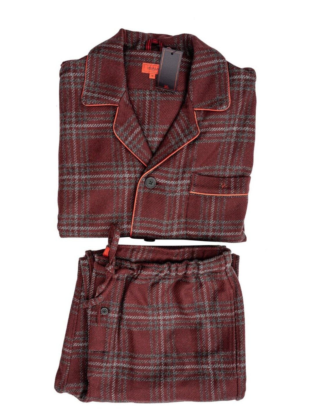 $2400 ISAIA NAPOLI Wine Pajama Set Dressing Gown Robe 100% Cashmere Size M