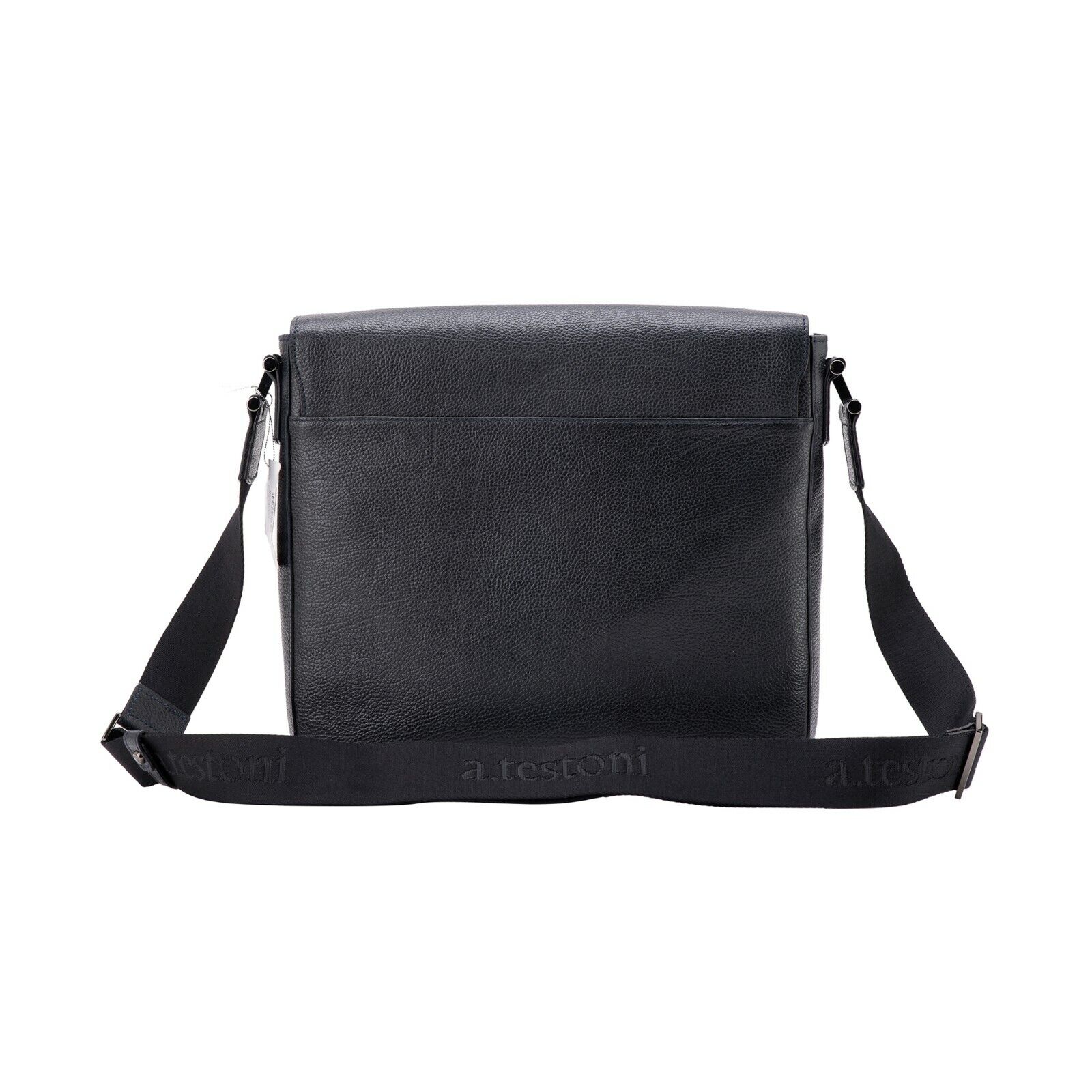 $890 Testoni Bologna Messenger Bag / Work Bag Blue Navy Grain Calf