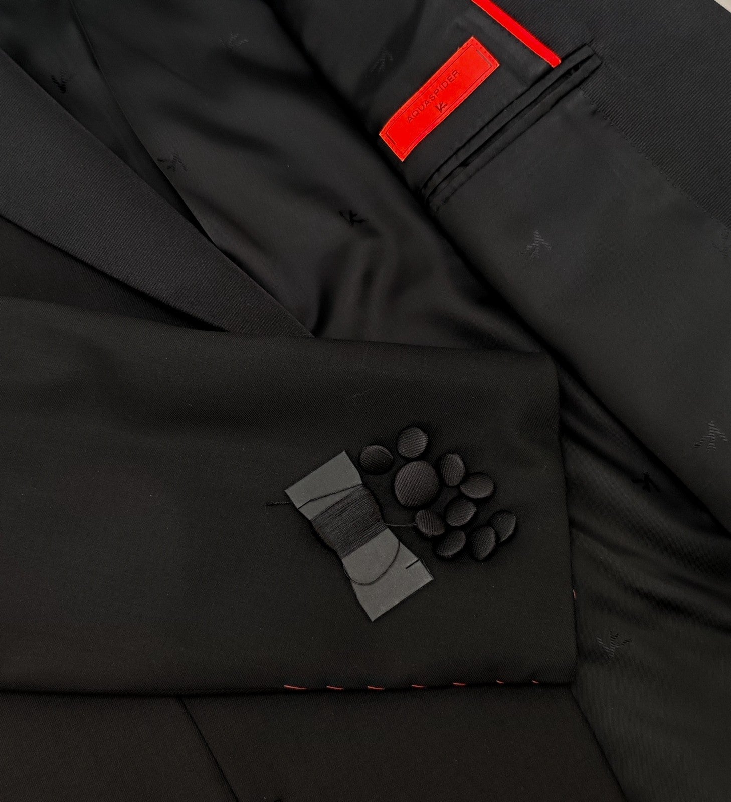 $7120 ISAIA NAPOLI Sanita "Aquaspider" Black Tuxedo Suit Hand-Sewn Wool 8R