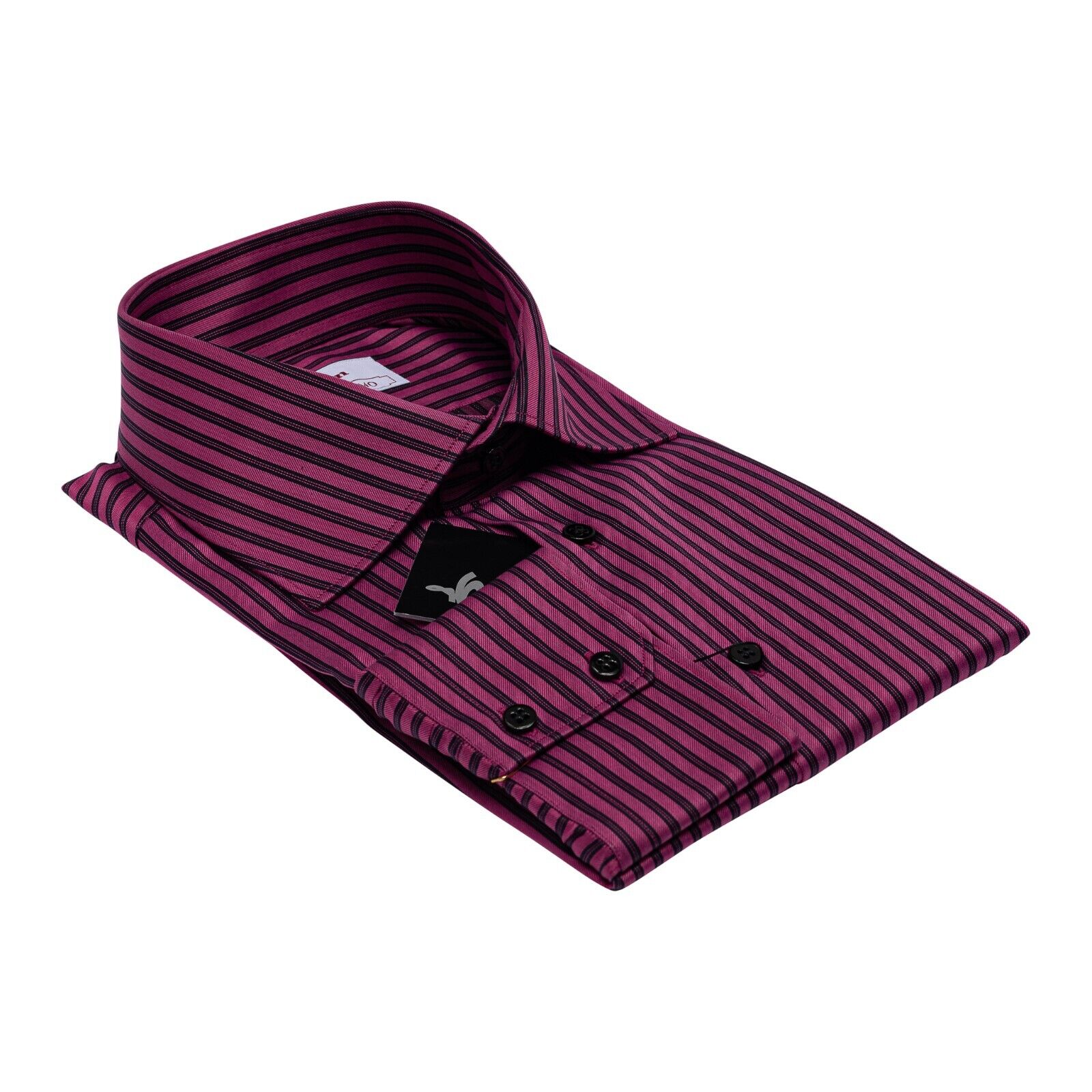690$ LUXURY GERLIN Shirt Striped Purple Twill Cotton  3V BIJAN