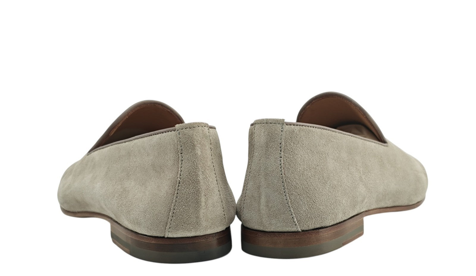 1200$ TESTONI "Carloforte" Unlined Loafer Shoes Suede Gray 8 UK / 9 US / 42 IT
