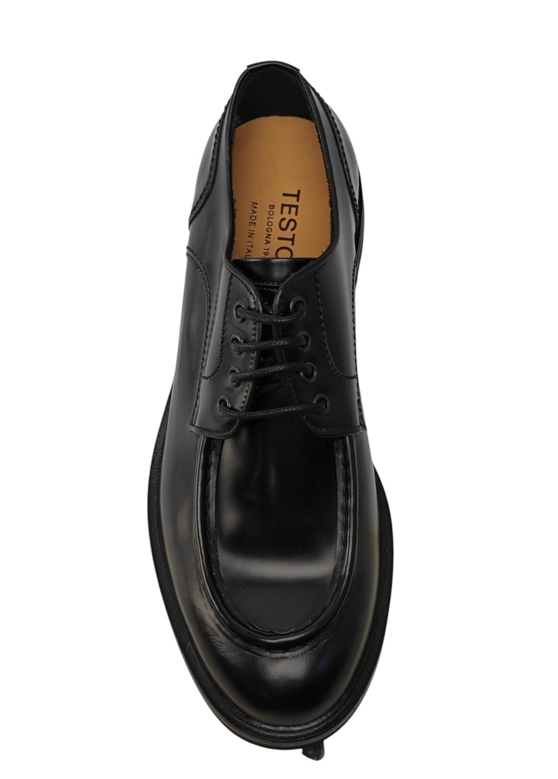 1250$ TESTONI Black Derby Shoes Brush Off Calf + Wool Lining 8 UK / 9 US / 42 IT