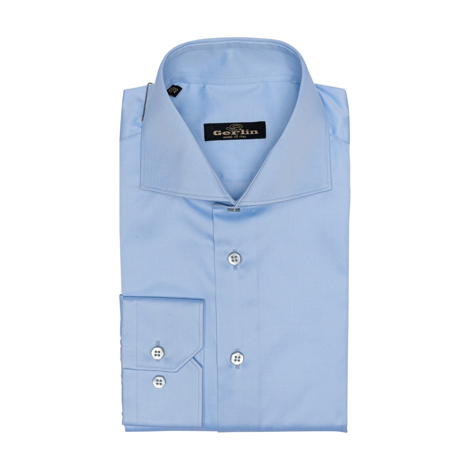 690$ LUXURY GERLIN Shirt Light Blue ALUMO Cotton 15.75 - 40 1Q BIJAN