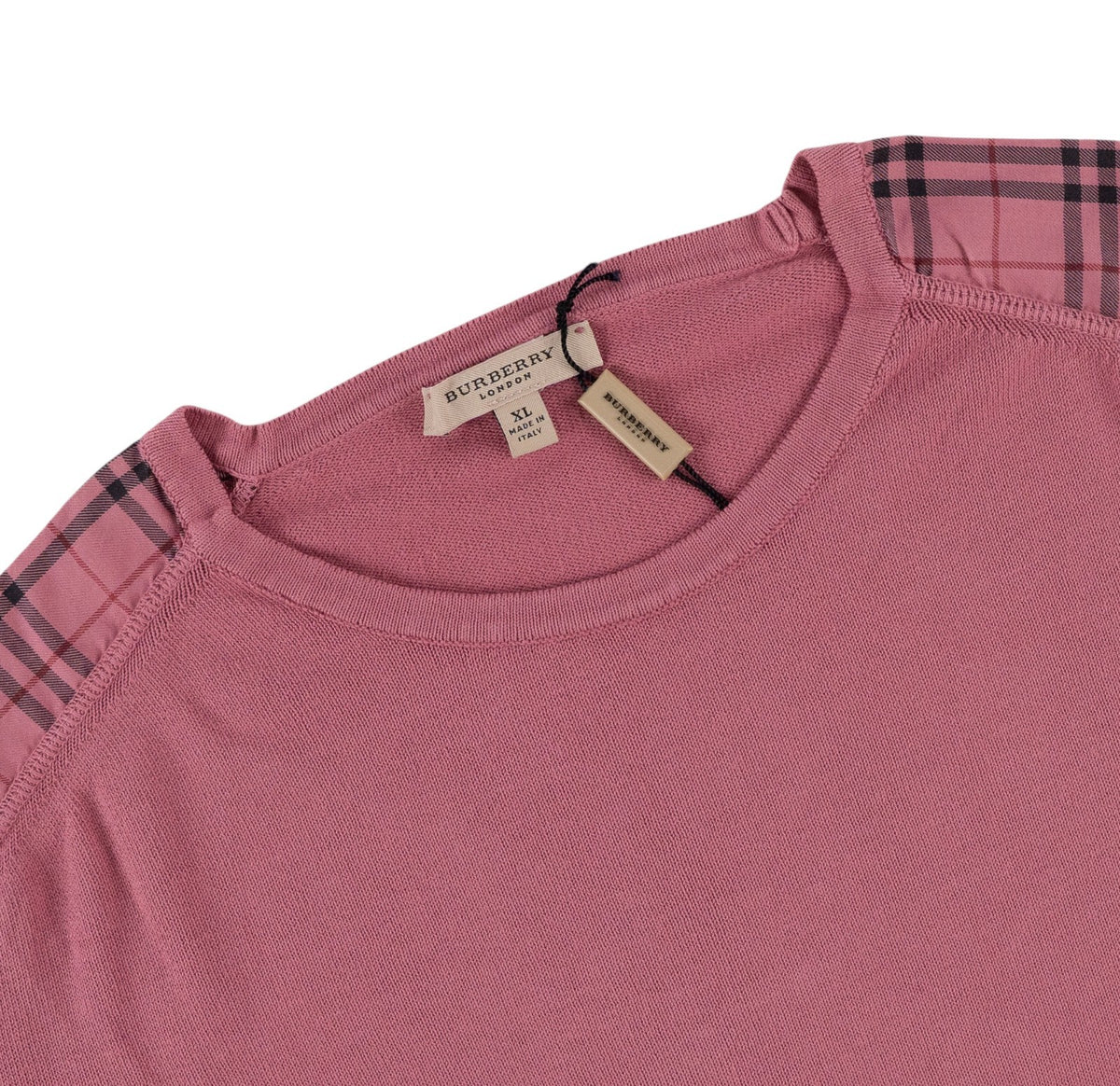 600$ BURBERRY Old Pink Sweater Crewneck 100% Cotton Size XL