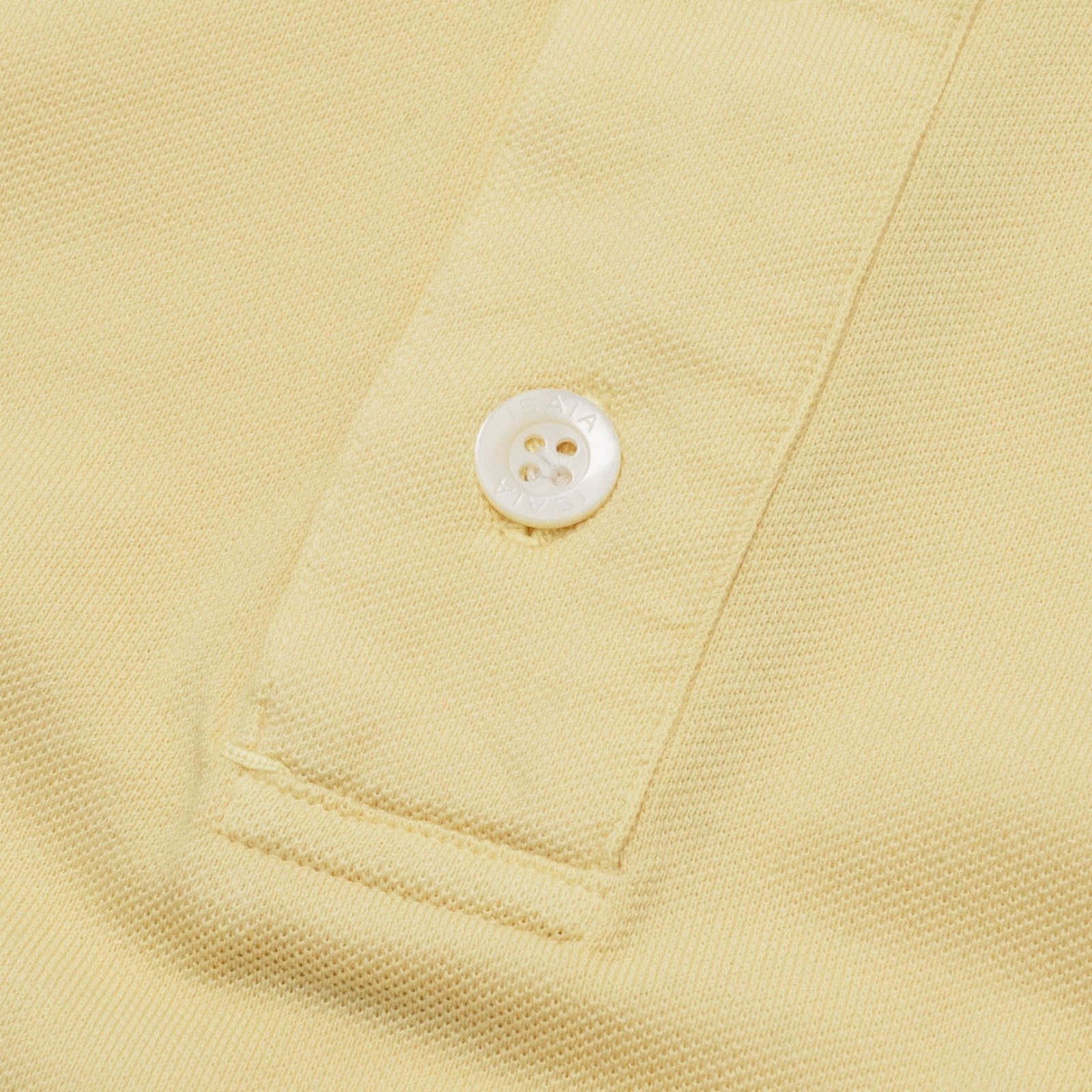 575$ ISAIA NAPOLI Garment Dyed Cotton Piquet Short Sleeve Polo Yellow