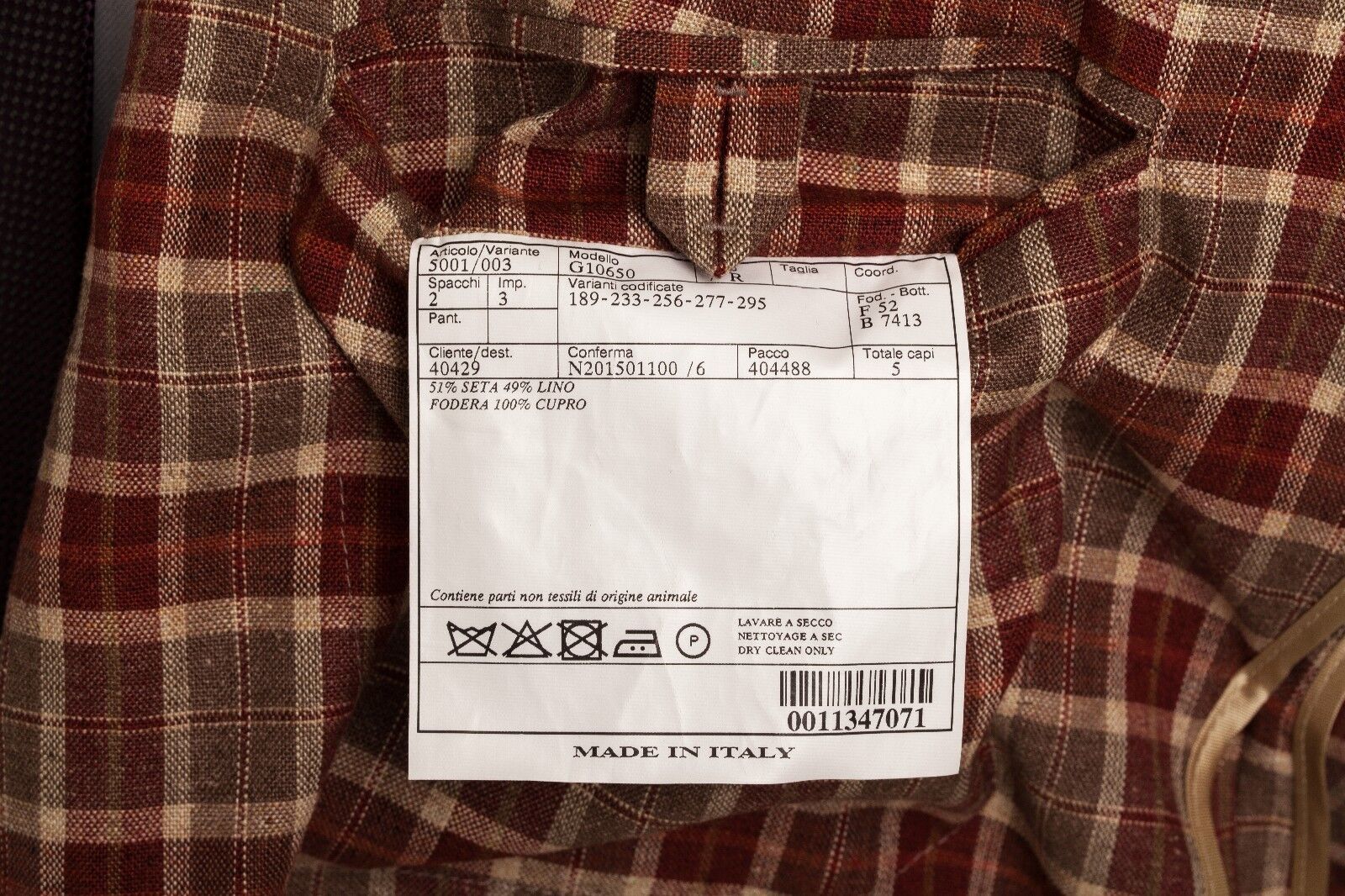 BELVEST Made in Italy Jacket Silk Linen Checks Brown & Burgundy 42 US / 52 EU 9R