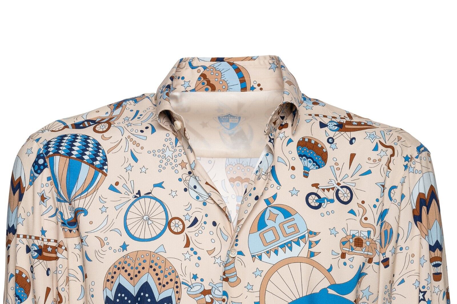 1600$ MAISON OGIER by ITALO FERRETTI Shirt Beige 100% Silk Crèpe Size L BIJAN