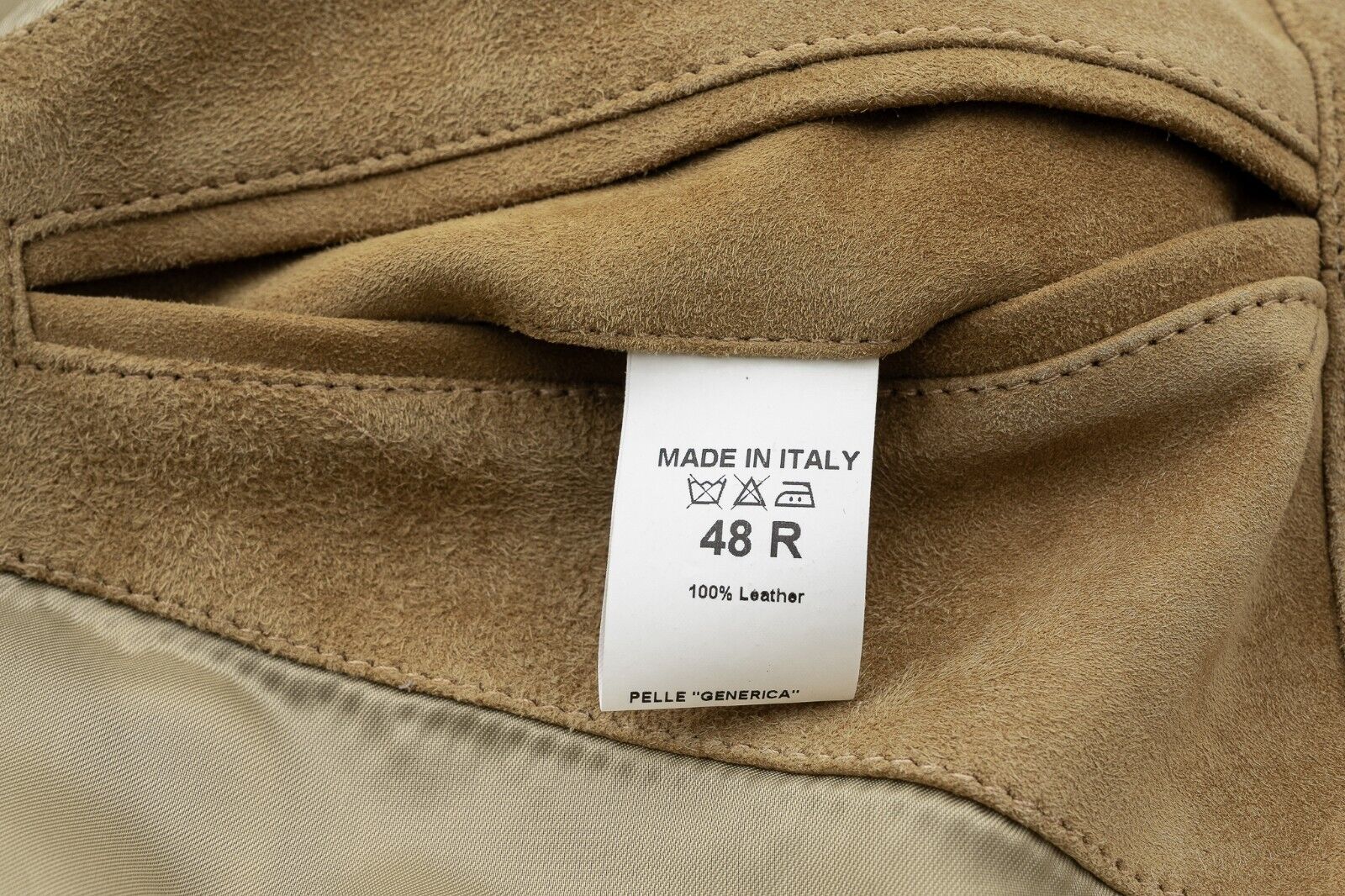 $1900 EIDOS by ISAIA NAPOLI Beige Blouson Jacket Suede Leather 38 US 48 EU Slim