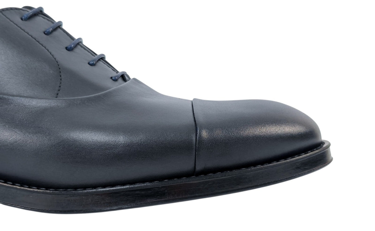 1100$ TESTONI "Salerno" Blue Navy Oxford Shoes Calf 7 UK / 8 US / 41 IT