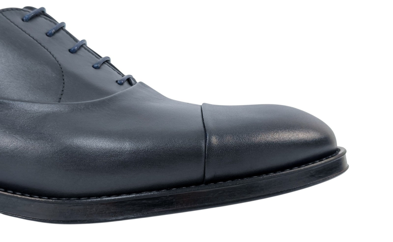 1100$ TESTONI "Salerno" Blue Navy Oxford Shoes Calf 7 UK / 8 US / 41 IT