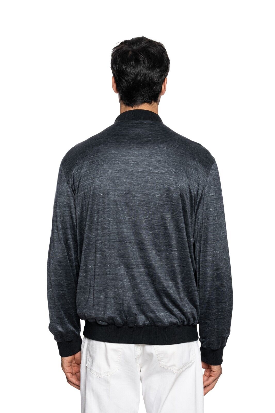 2000$ FABIO CAVIGLIA Bomber Jacket Gray / Black" 100% Silk COMO Stretch Size L