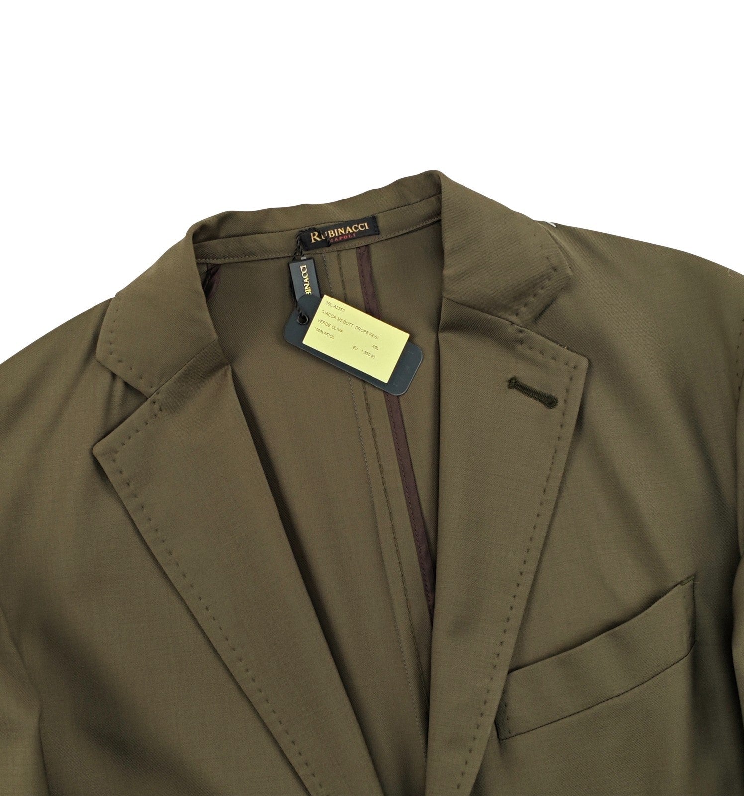 $1650 RUBINACCI Olive Green Deconstructed Jacket Sport Coat Wool 36 US / 46 EU