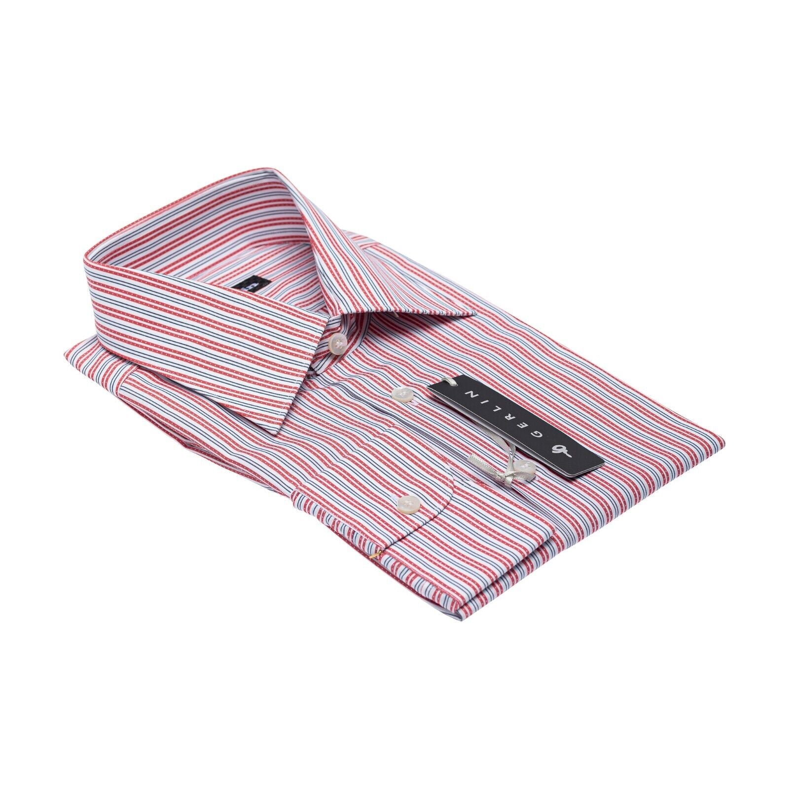 690$ LUXURY GERLIN Shirt Striped SUPRALUX ALUMO Cotton 16 41 - 8T BIJAN