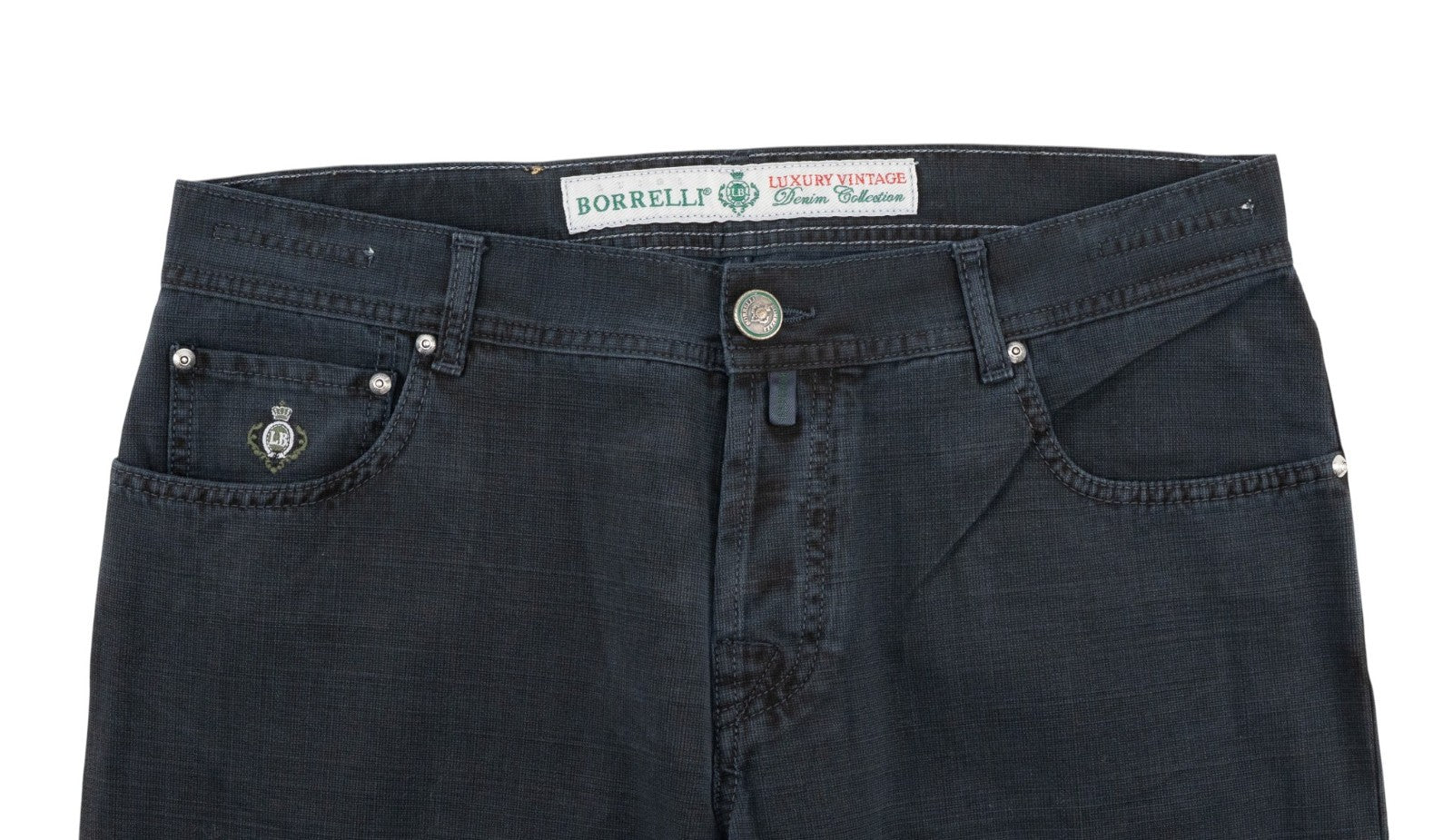 415$ LUIGI BORRELLI NAPOLI Dark Blue Denim 5 Pockets Jeans 36 US / 50 EU